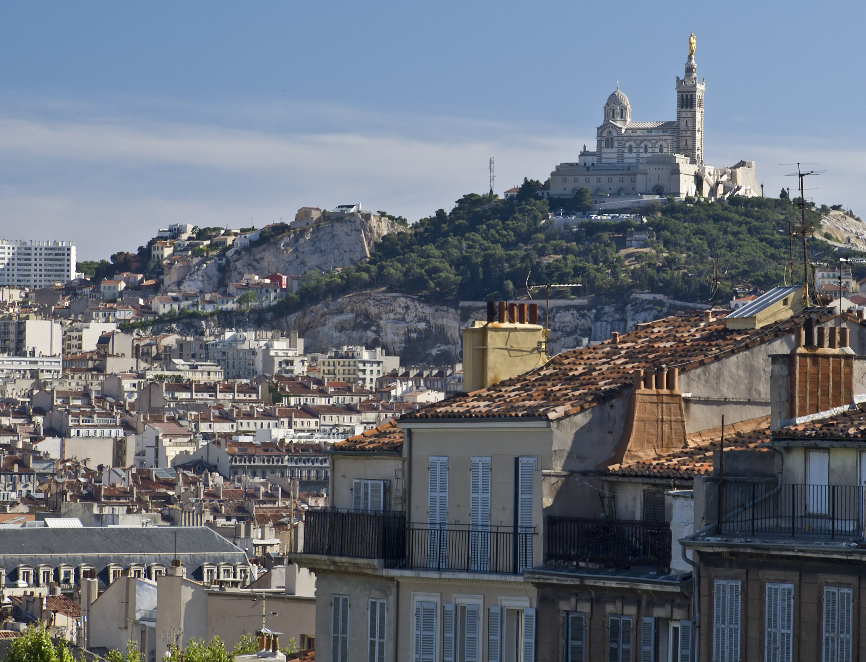 temple, france, notre-dame-de-la-garde, monuments, panoramic, cities, urban, basilique, marseille, architecture, panorama, provence, 2K, HD Wallpaper