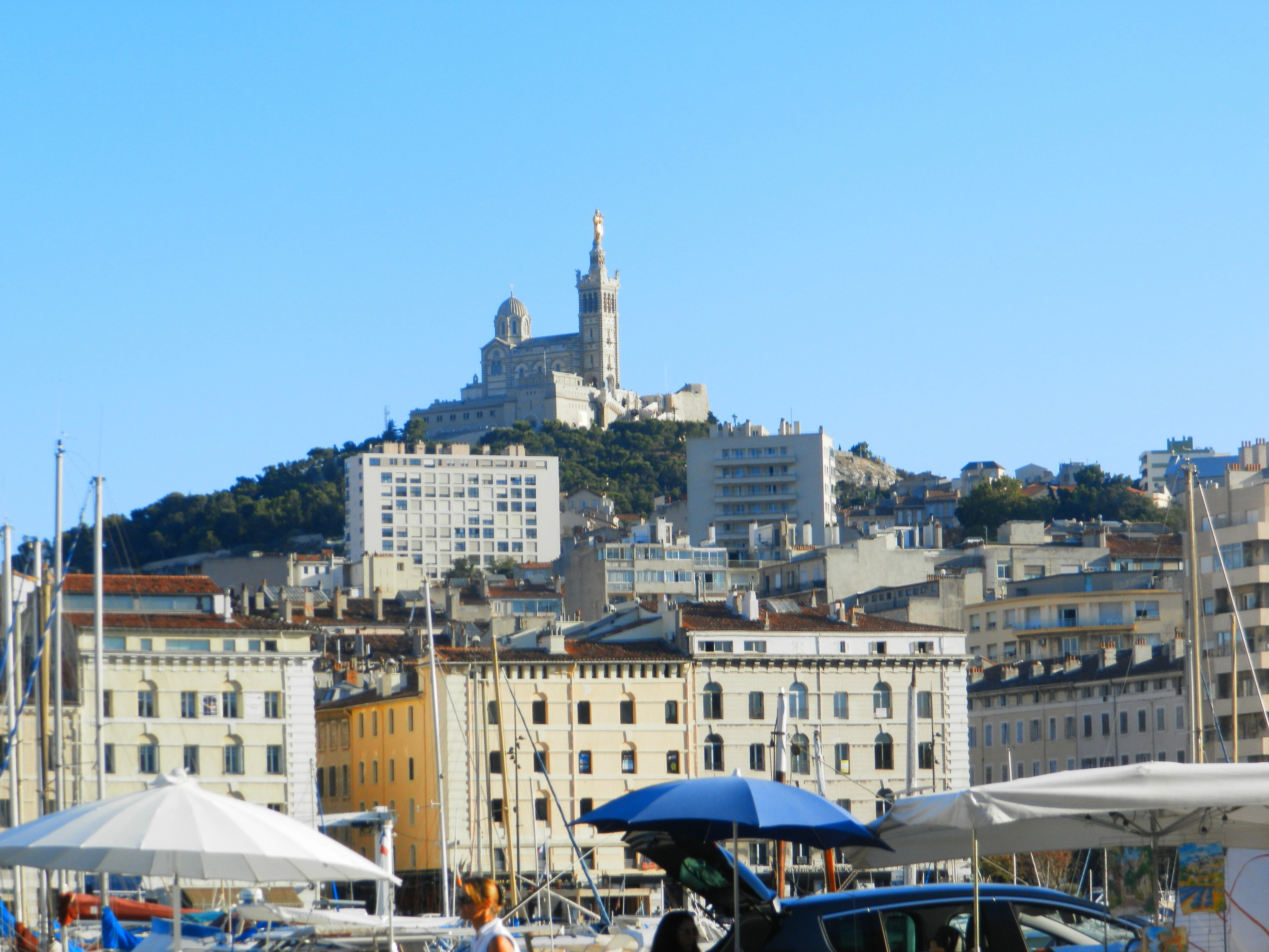cities, panoramic, architecture, monuments, france, urban, temple, basilique, notre-dame-de-la-garde, 4K, provence, marseille, panorama, HD Wallpaper
