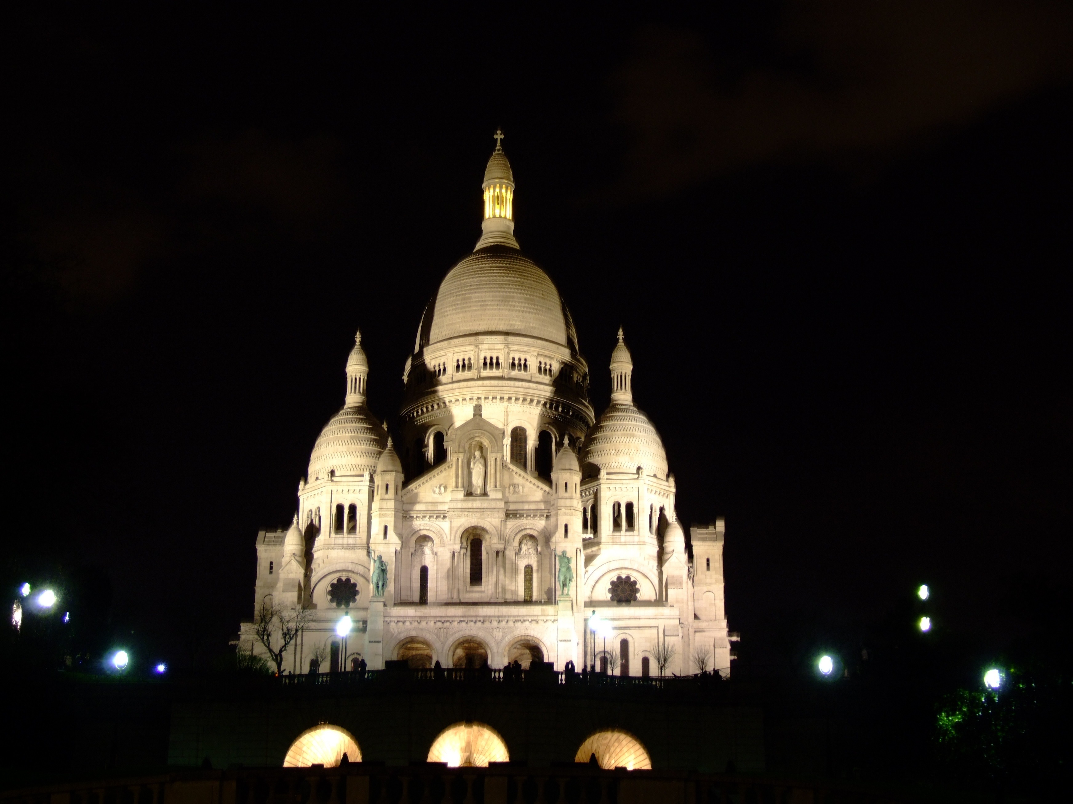 paris, lighting, lights, no people, cathedral, tourism, evening, spire, nature, spires, travel destinations, facade, built structure, illuminated, classical style, HD Wallpaper