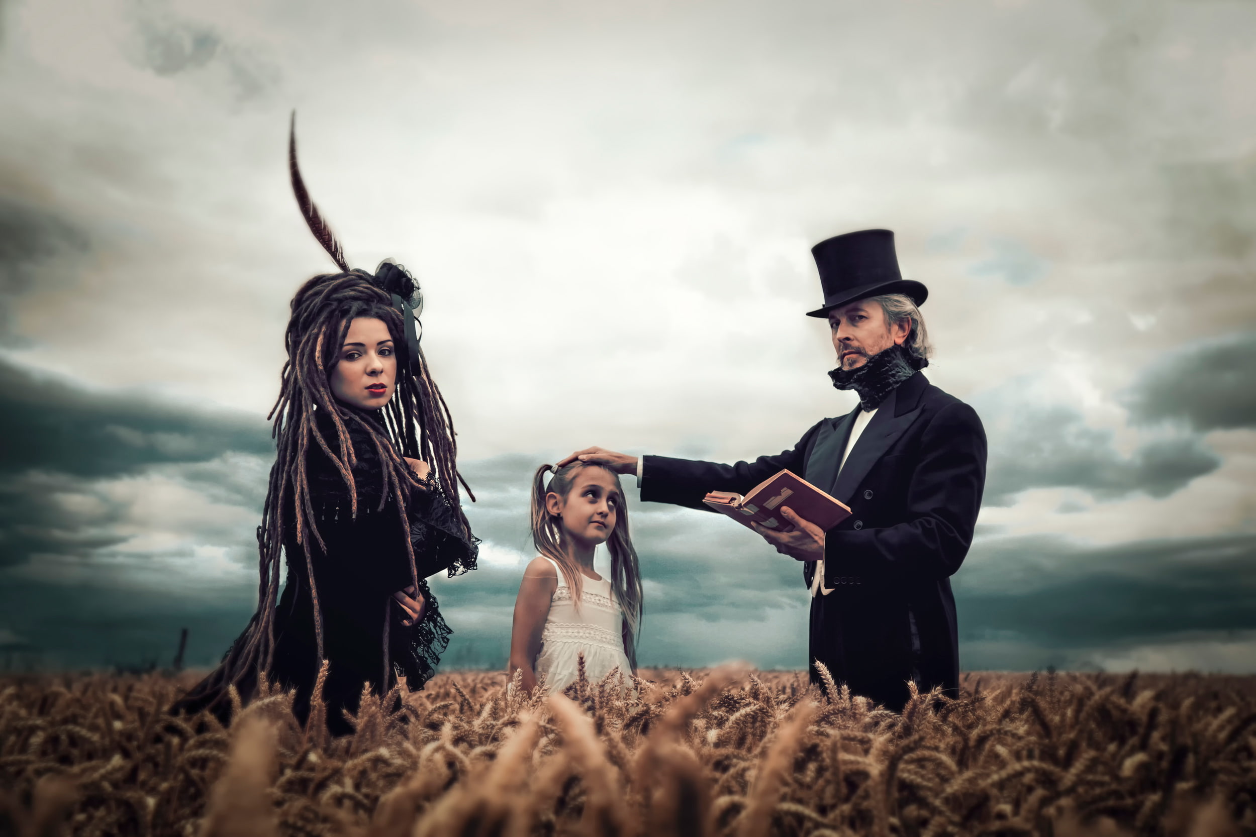 Atonement, field, art, the priest, girl, redemption, 1080P, HD Wallpaper