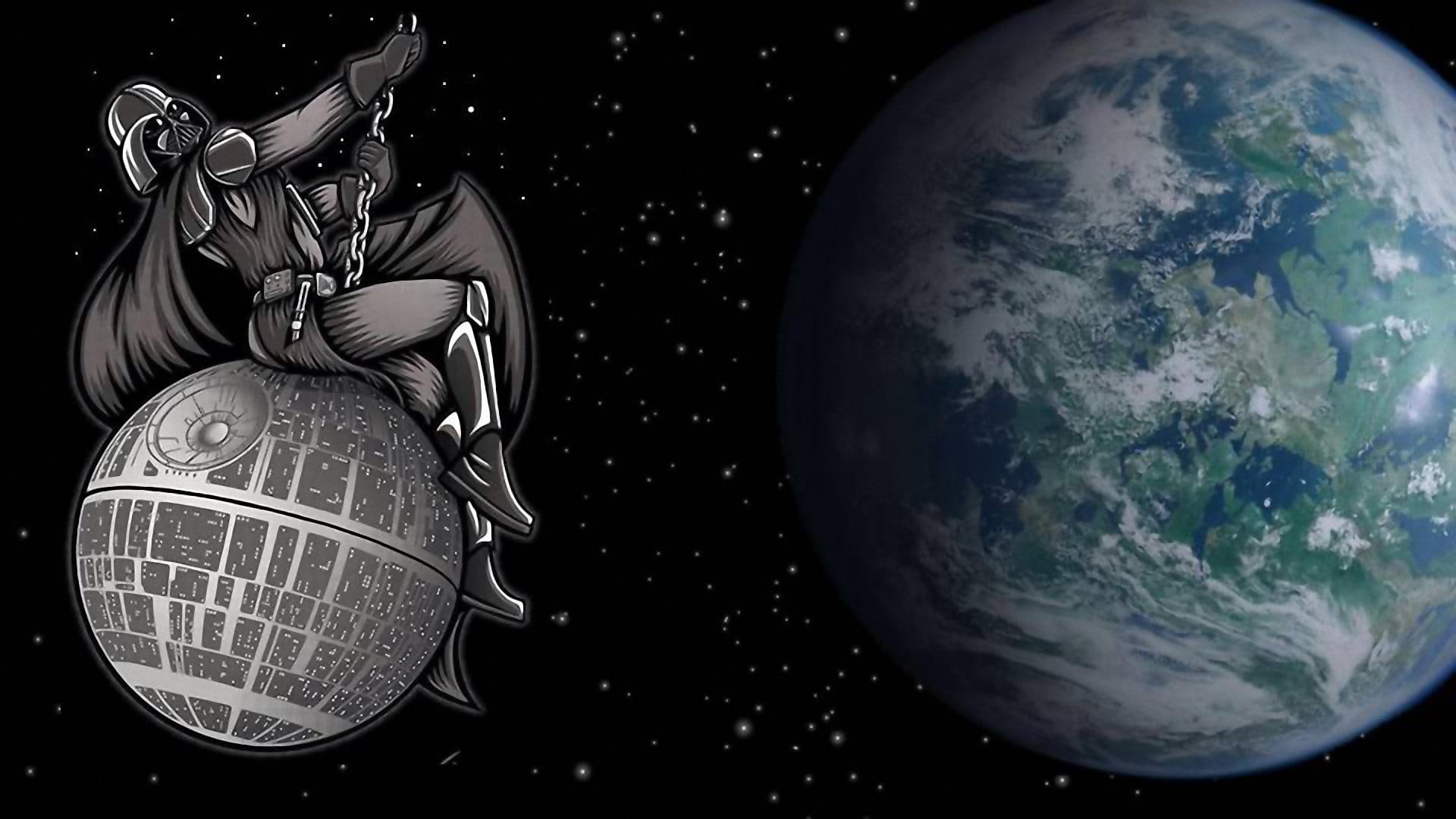 1080P, Star Wars, Funny, Humor, Death Star, Planet, Wrecking Ball, Darth Vader, HD Wallpaper