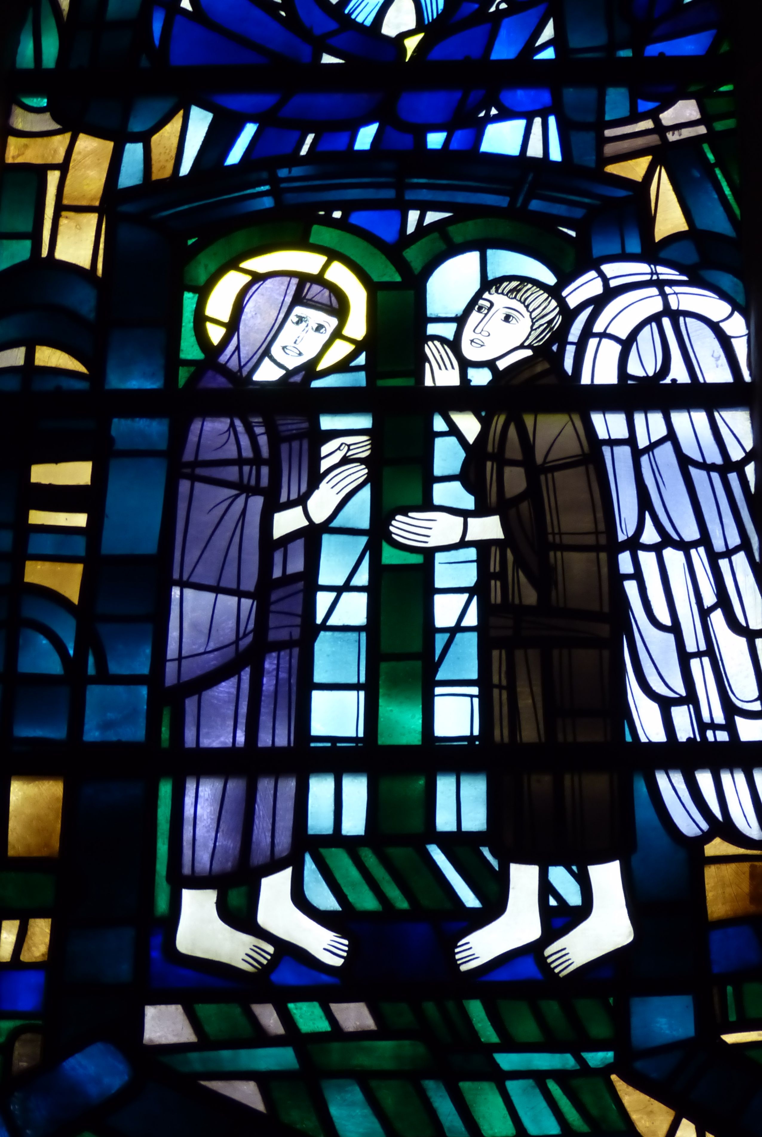 christianity, faith, low angle view, maria, art and craft, building, angel, 2K, church, stained glass window, bible, cathedral, multi colored, christmas, Phone HD Wallpaper