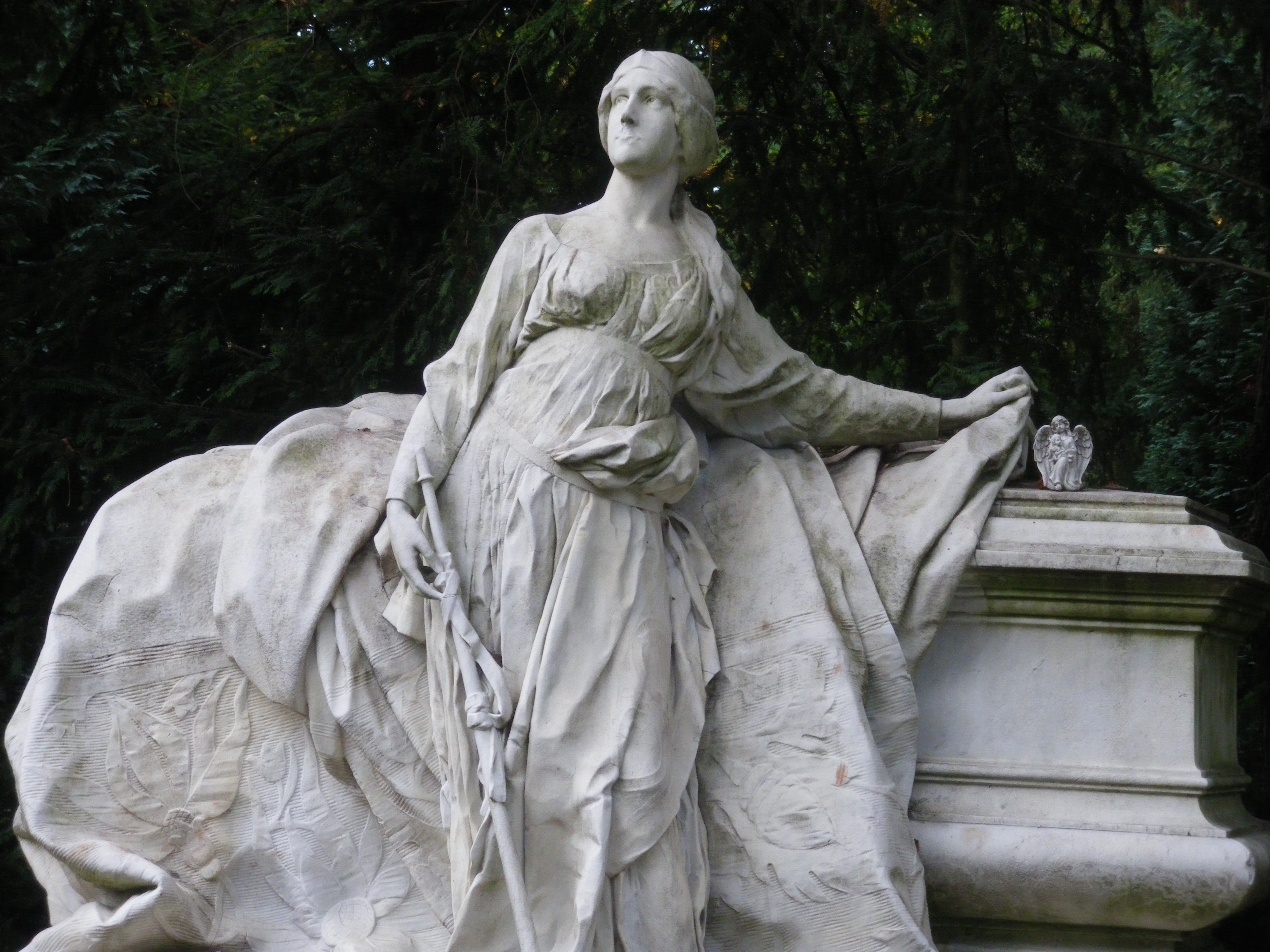 day, cemetery, tree, no people, statue, travel destinations, male likeness, craft, death, female likeness, nature, carving - craft product, art and craft, HD Wallpaper
