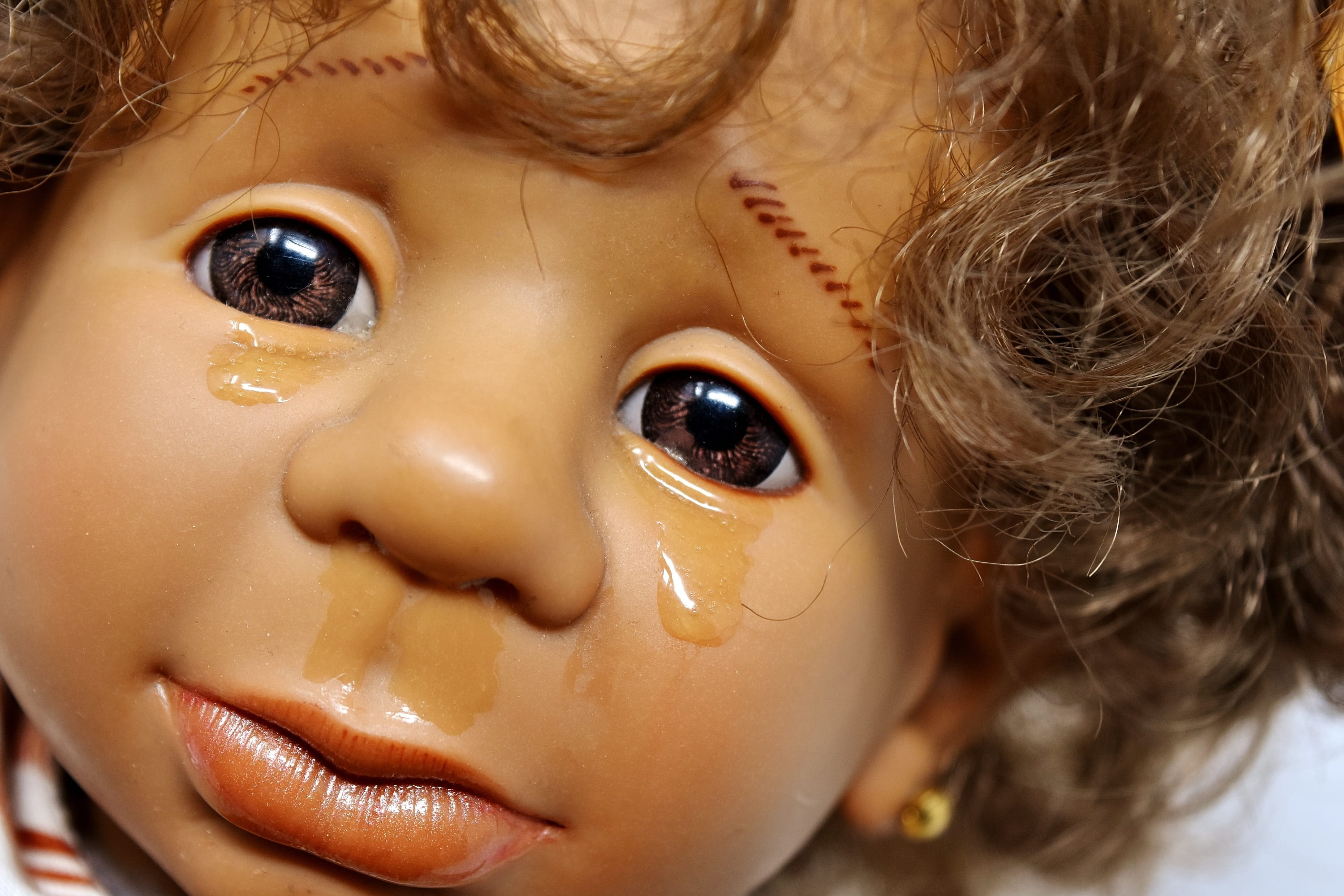 2K, children, view, one person, eyelash, cute, doll face, sad, baby, fashion, close, girls, girl, women, body part, small, hairstyle, doll, female, tears, HD Wallpaper