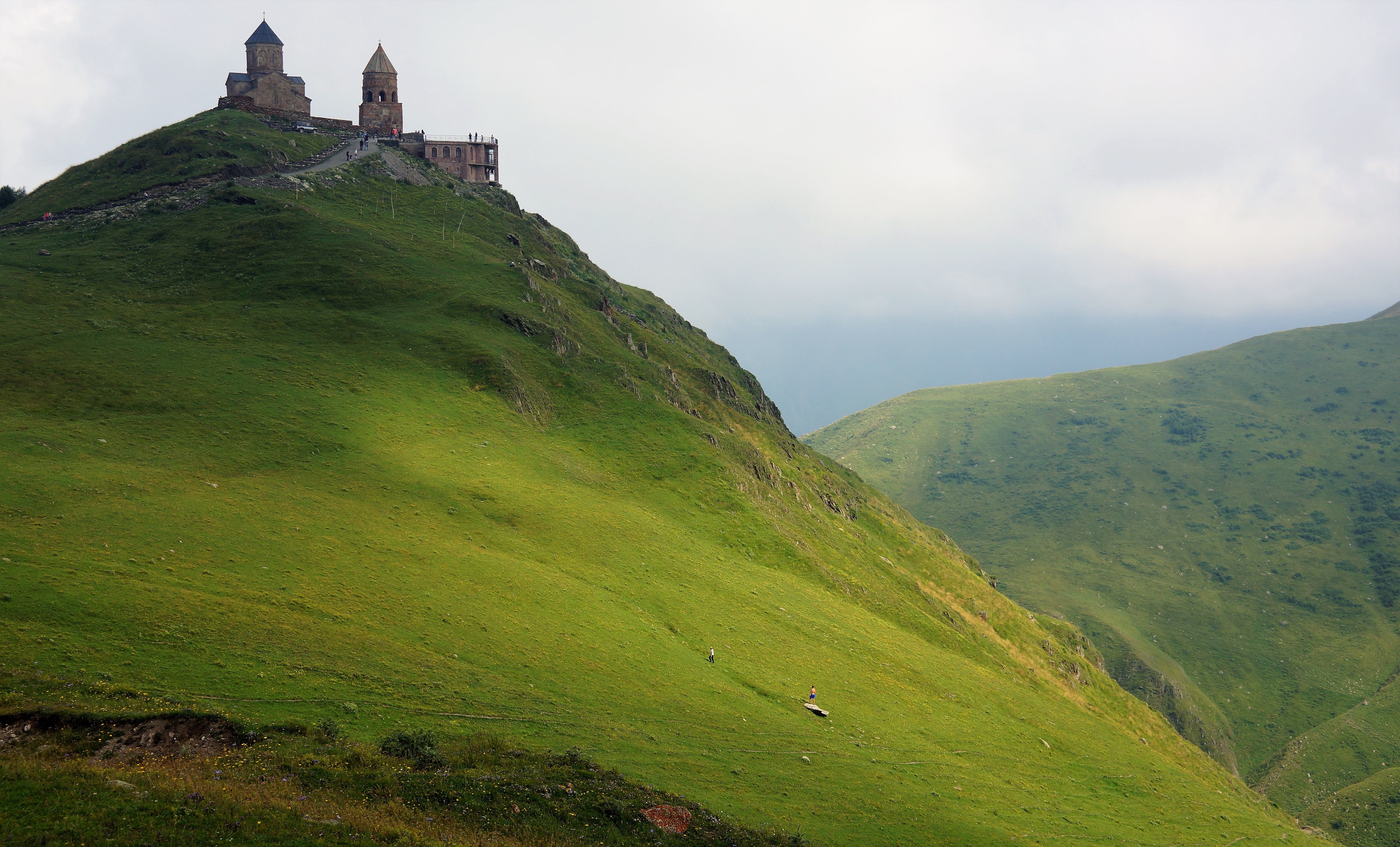 outdoors, scenics - nature, mountain peak, tranquil scene, grass, environment, holy, travel, land, scenics, building exterior, church, day, trinity, 5K, HD Wallpaper