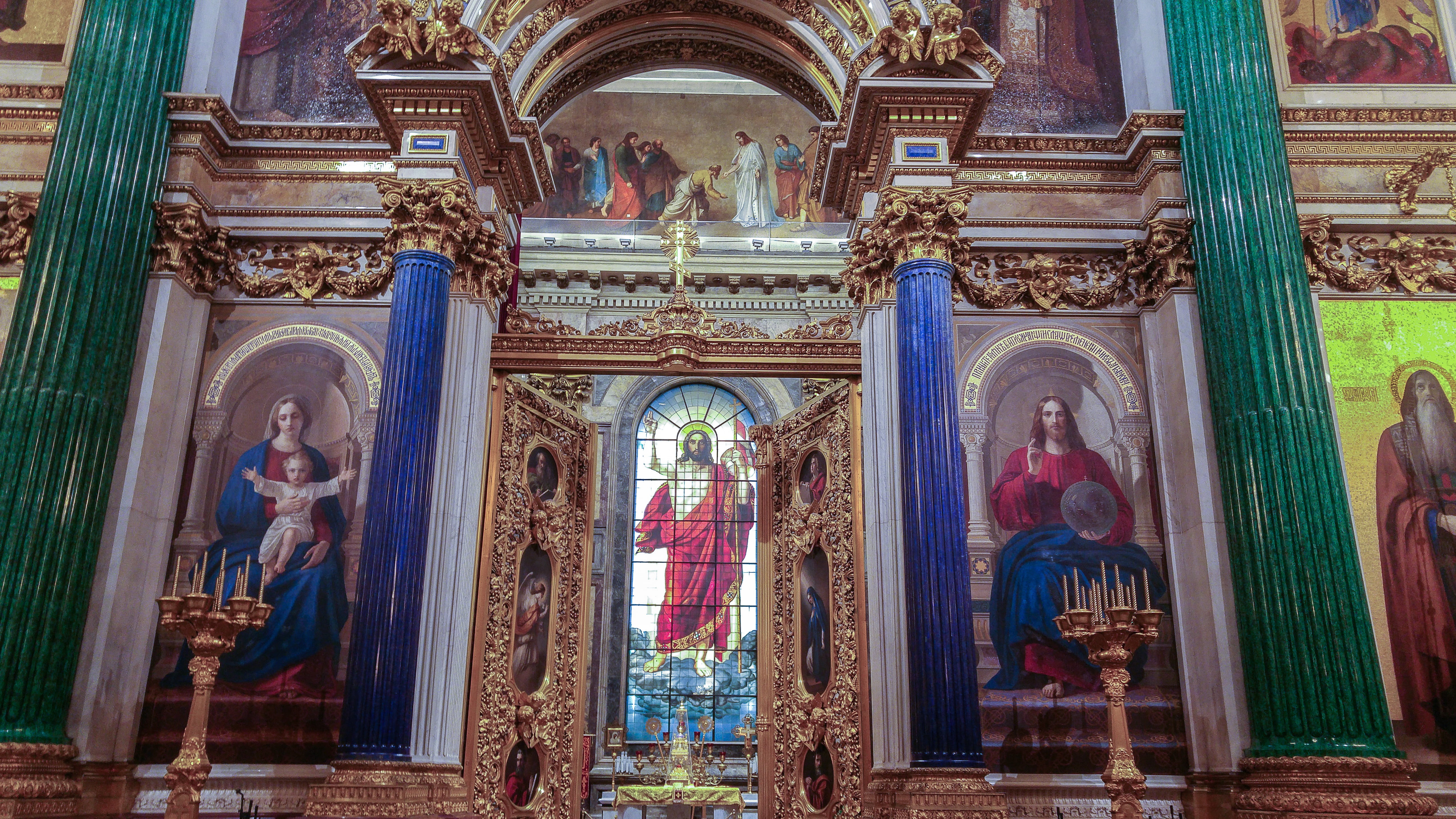 travel destinations, paiting, place of worship, indoors, male likeness, saint petersbourg, religious, architecture, no people, representation, 5K, cathedral, HD Wallpaper