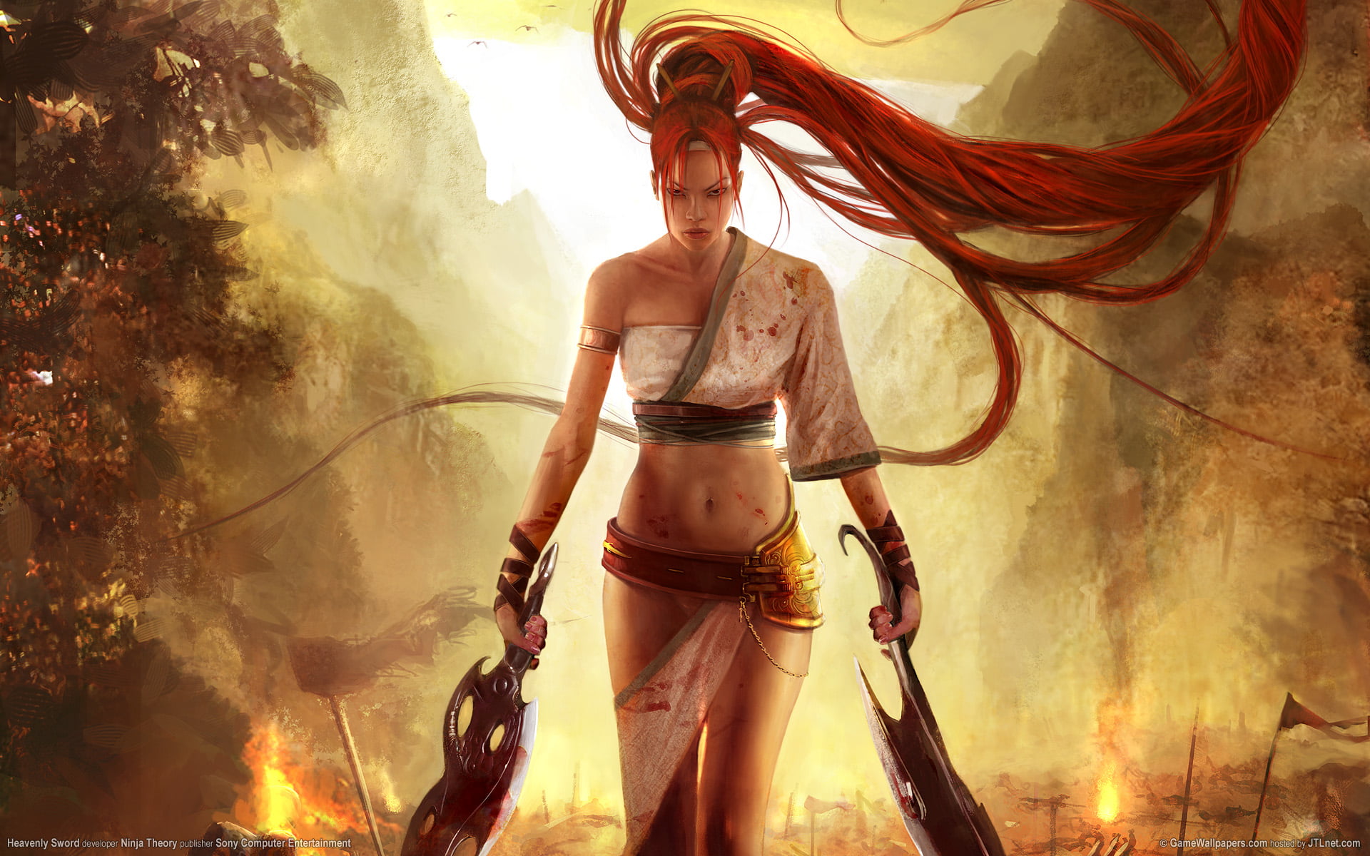 red, Heavenly Sword, futuristic, heroes, Nariko, warrior, power, one Person, outdoors, adult, 1080P, men, safety, digital, clothing, motion, standing, HD Wallpaper
