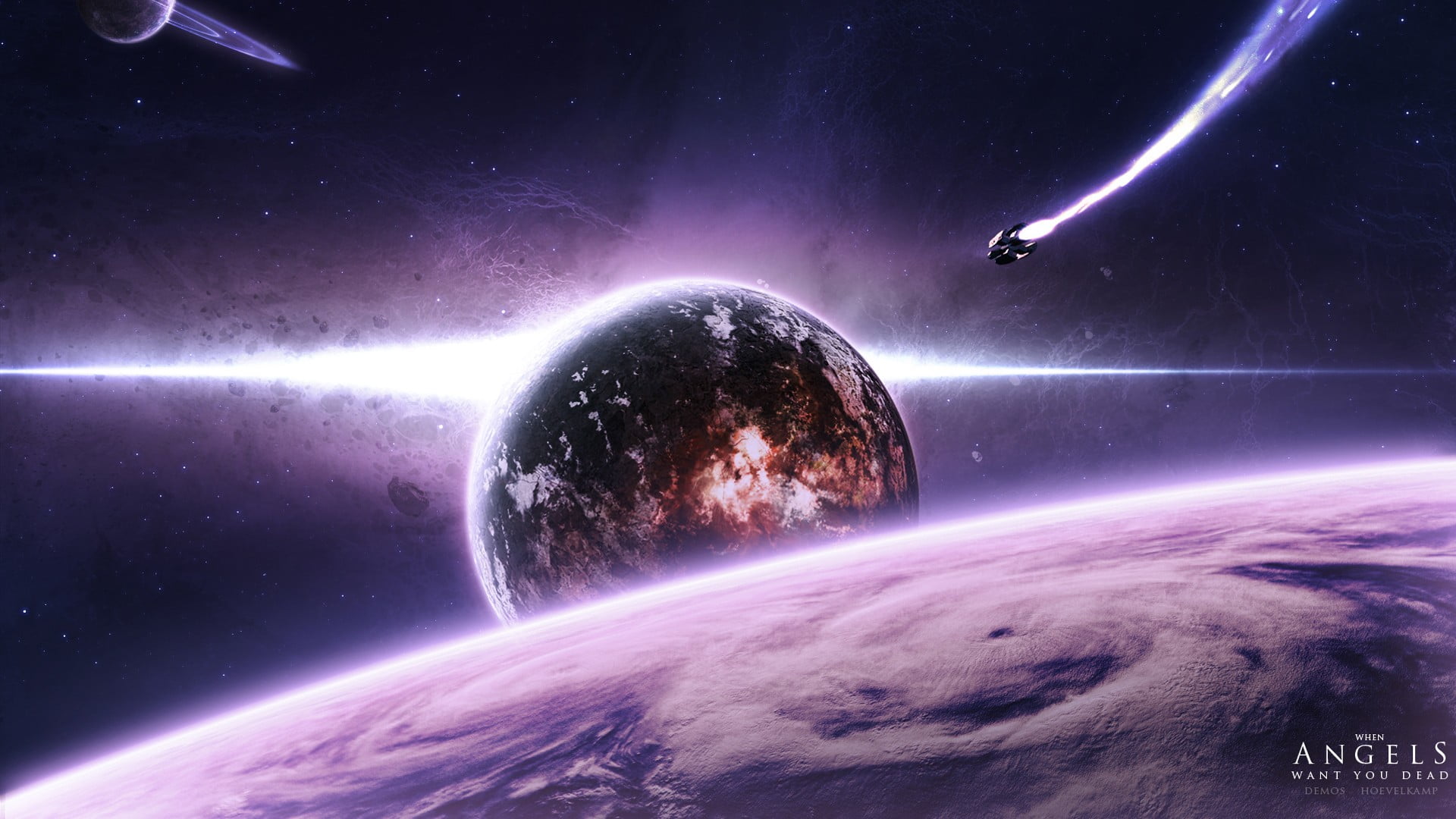 spaceship, dark, light - natural phenomenon, nature, planet - space, sphere, backgrounds, render, atmosphere, lens flare, night, no people, science, HD Wallpaper