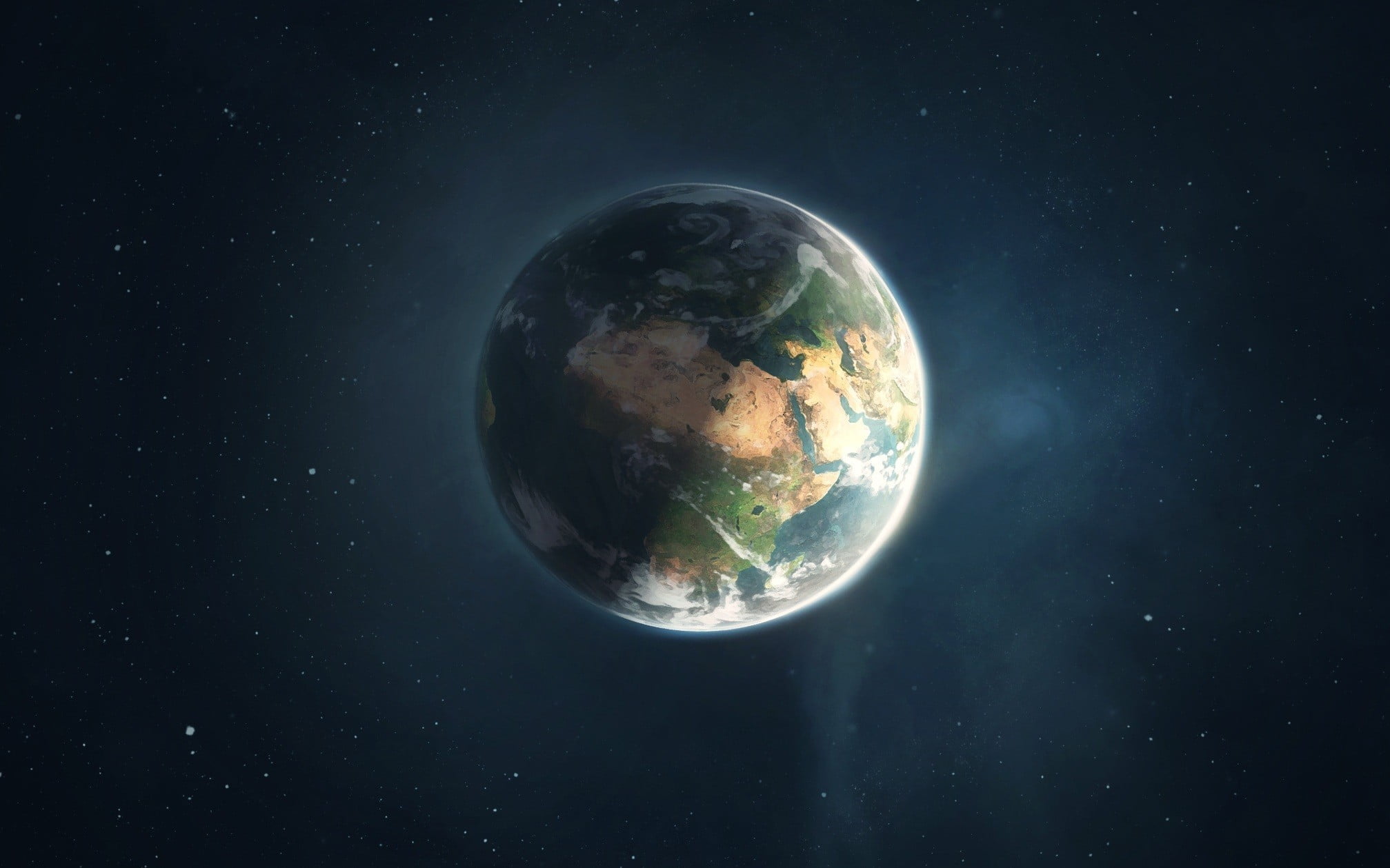 science, water, satellite view, Earth, coin, sky, silver, round, cloud - sky, physical geography, topography, CGI, drawing, night, planet - space, colored, HD Wallpaper