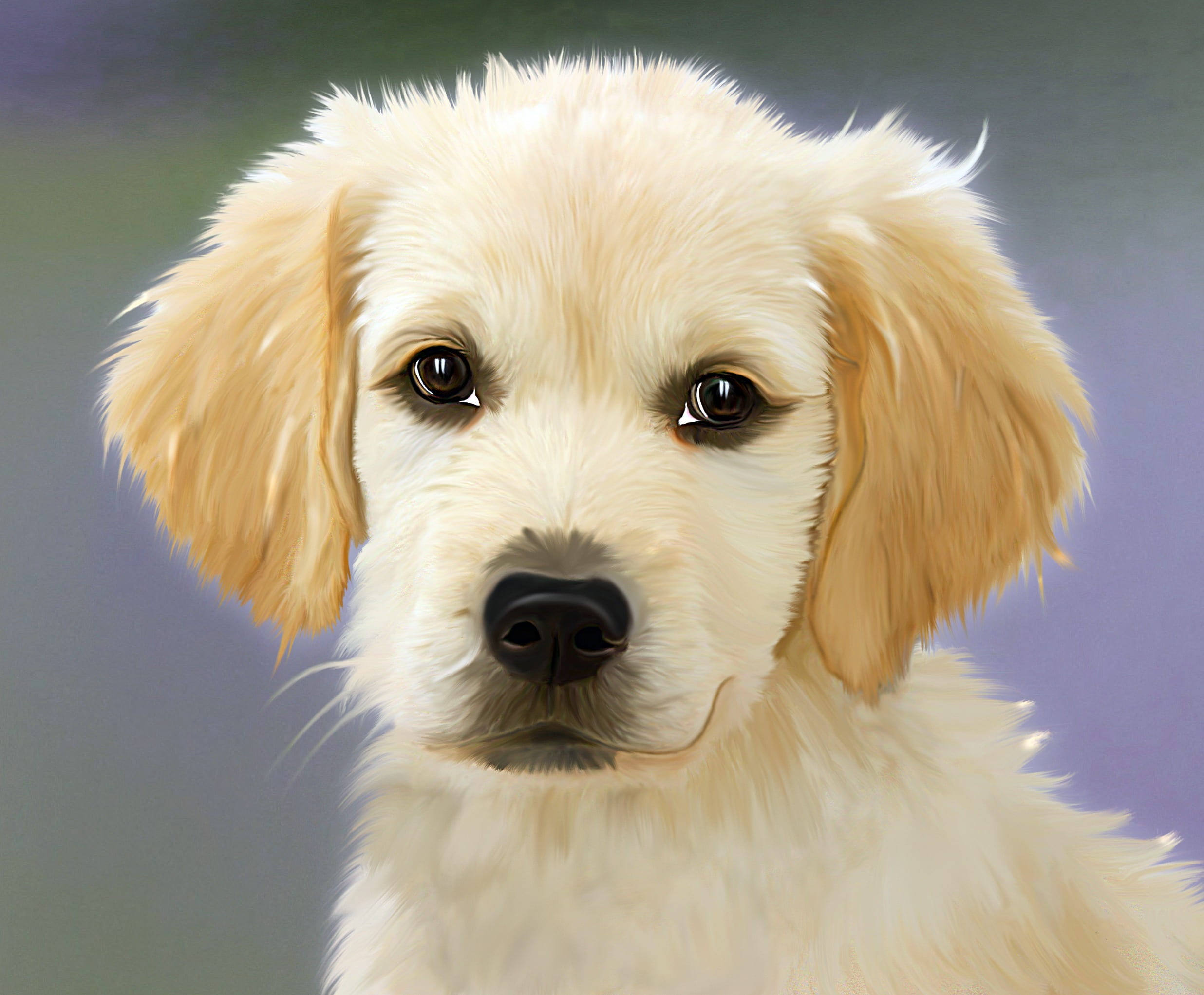 close-up, dog portrait, puppies, domestic, painting, looking at camera, puppy, animal themes, animal body part, young animal, canine, one animal, 1080P, HD Wallpaper