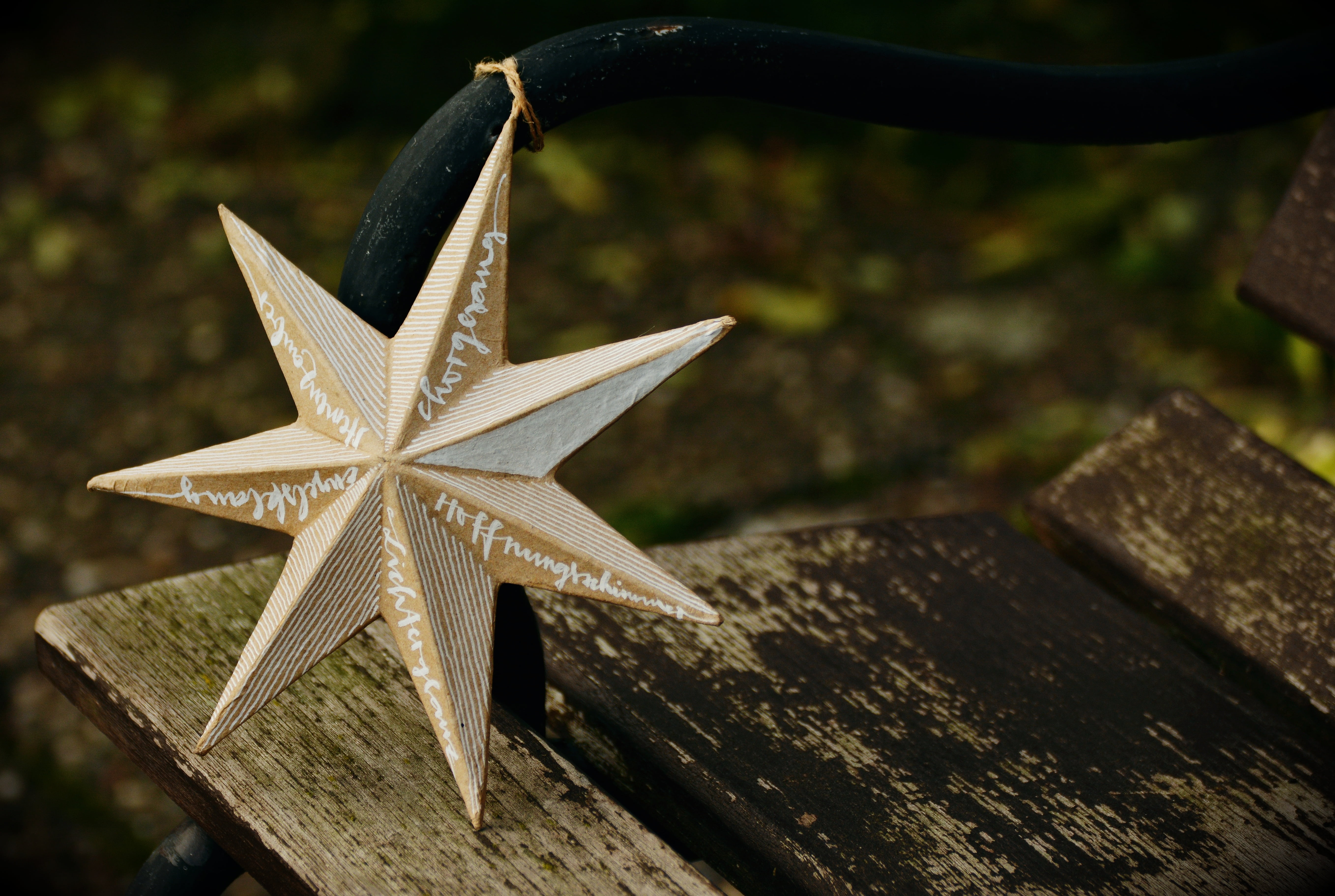 close-up, metal, seat, embassy, star Shape, outdoors, christmas time, star, shape, christmas, wood - Material, faith, nature, christmas ornament, hope, HD Wallpaper