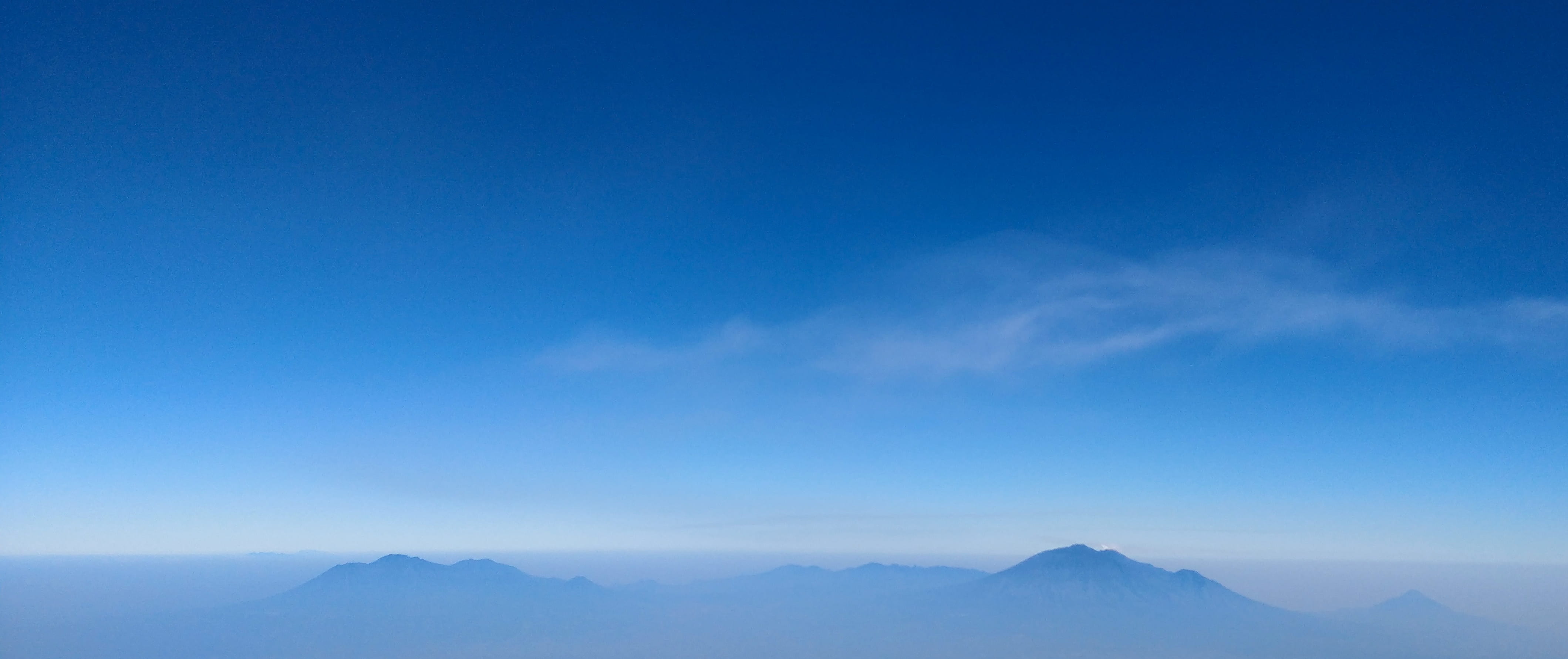 majestic, outdoors, indonesian, beauty in nature, blue, cloud - sky, tranquil scene, above, non-urban scene, mountain peak, copy space, semeru, idyllic, HD Wallpaper