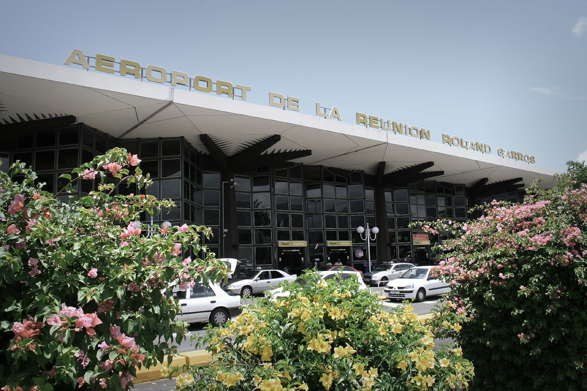 tree, building exterior, sky, airport, flower, flowering plant, outdoors, plant, city, day, seat, travel, no people, reunion island, growth, editorial, HD Wallpaper