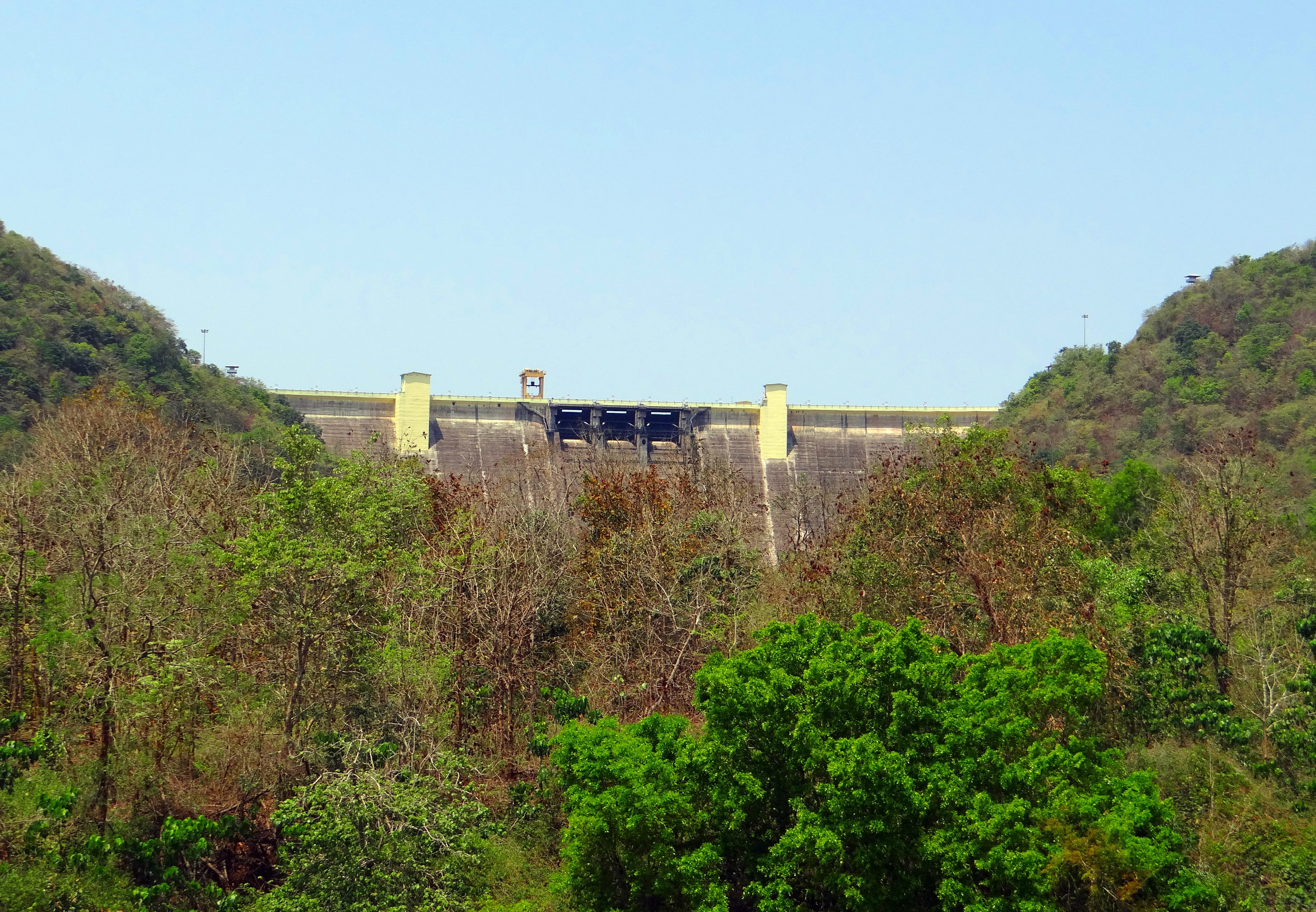 natural, copy space, india, architecture, forest, scenics - nature, greenery, view, dam, tree, no people, sky, built structure, karnataka, mountain, dandeli, HD Wallpaper