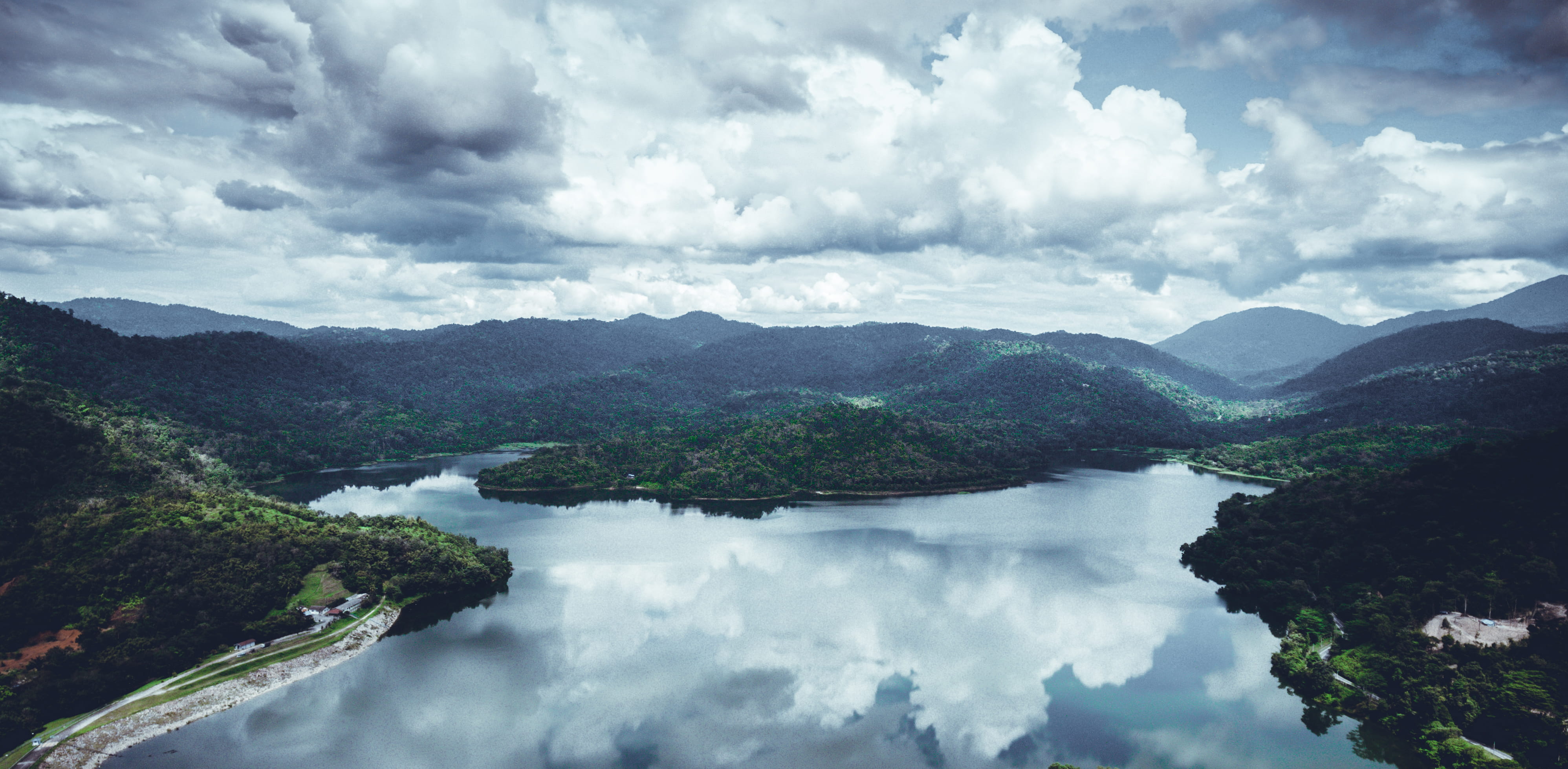 forest, outdoors, batang kali, scenics - nature, river, beauty in nature, nature, landscape, tranquility, green, no people, mountain, environment, blue, HD Wallpaper