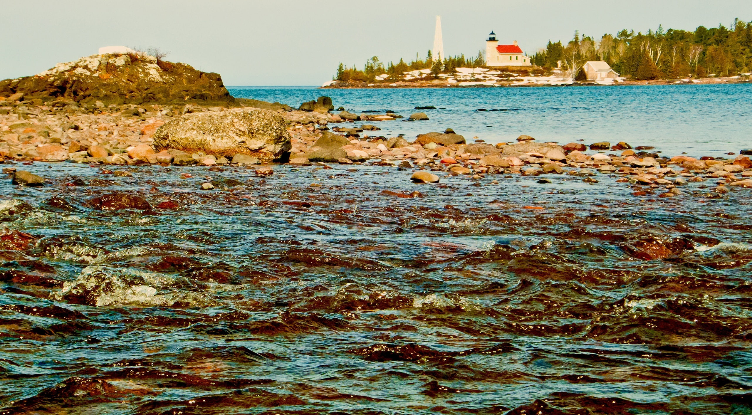 copper harbor, stones, tower, brown, waterfront, rock, building, water, building exterior, beauty in nature, sky, no people, keweenaw, herman, rock - object, HD Wallpaper