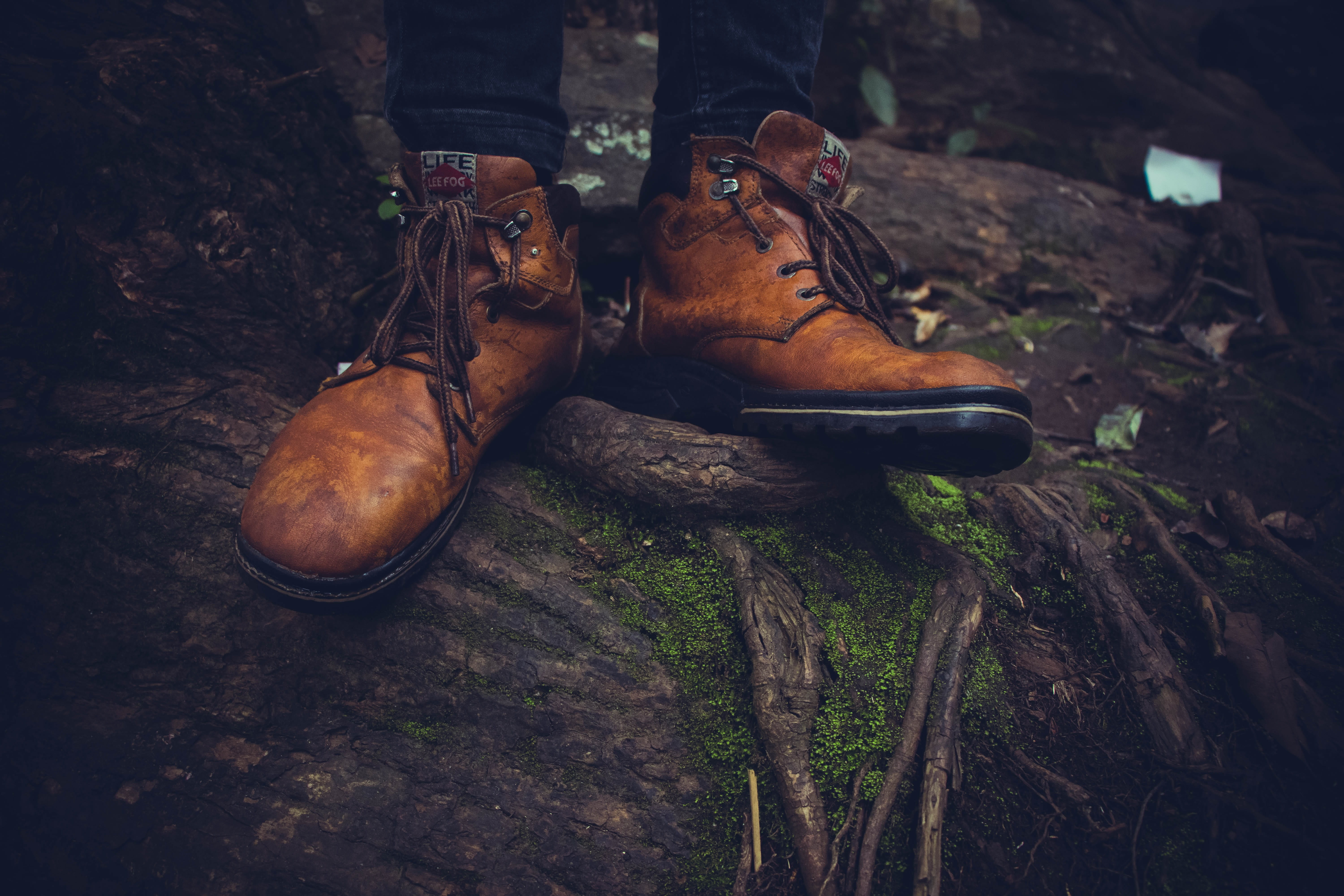 nature lover, tree, close-up, shoes, real people, lifestyle, one person, green, dirty, adventure, traveler, 5K, people, person, leather, boot, day, root, HD Wallpaper
