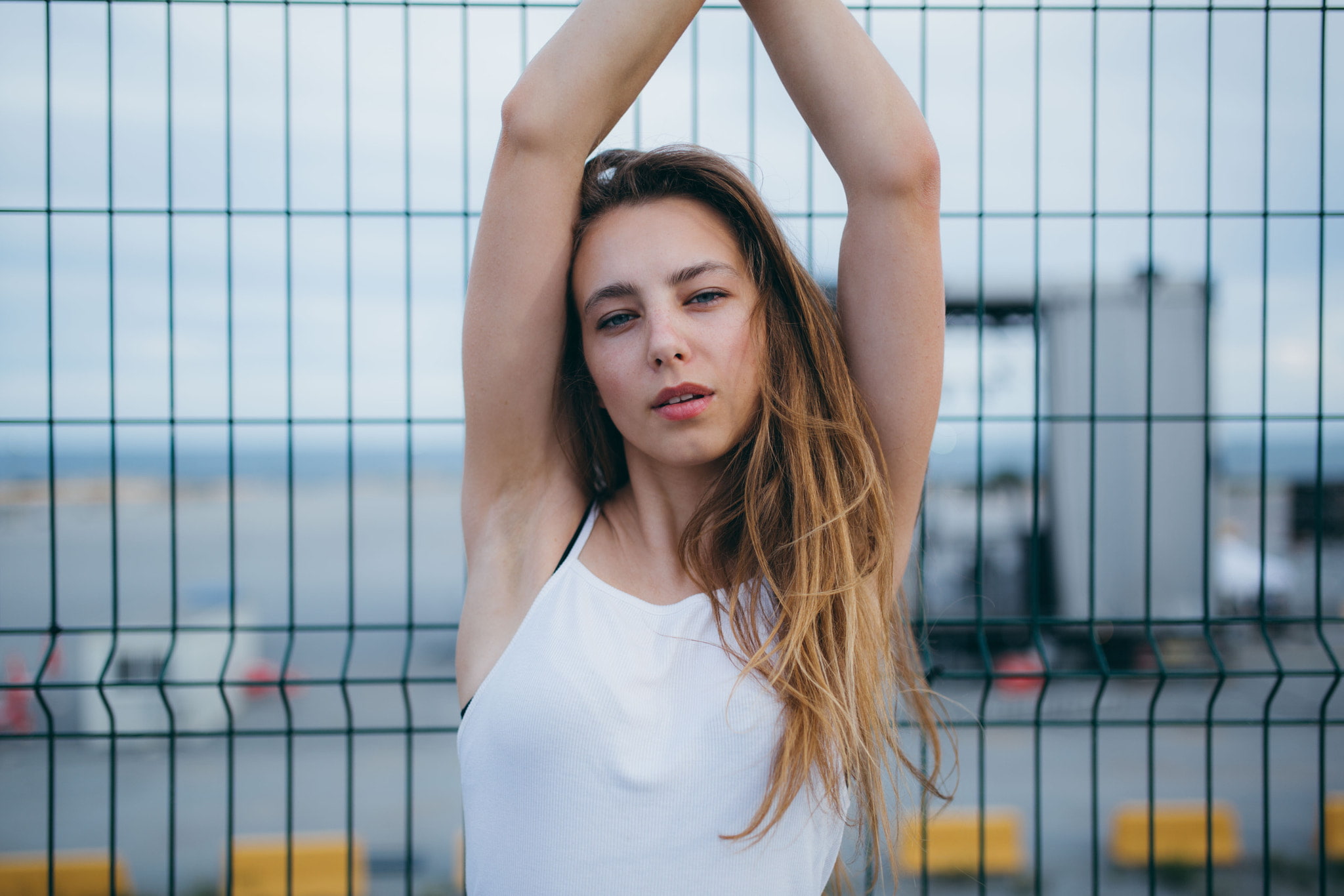 fence, contemplation, real people, hairstyle, young women, front view, lifestyles, women, standing, leisure activity, adult, one person, waist up, long hair, HD Wallpaper