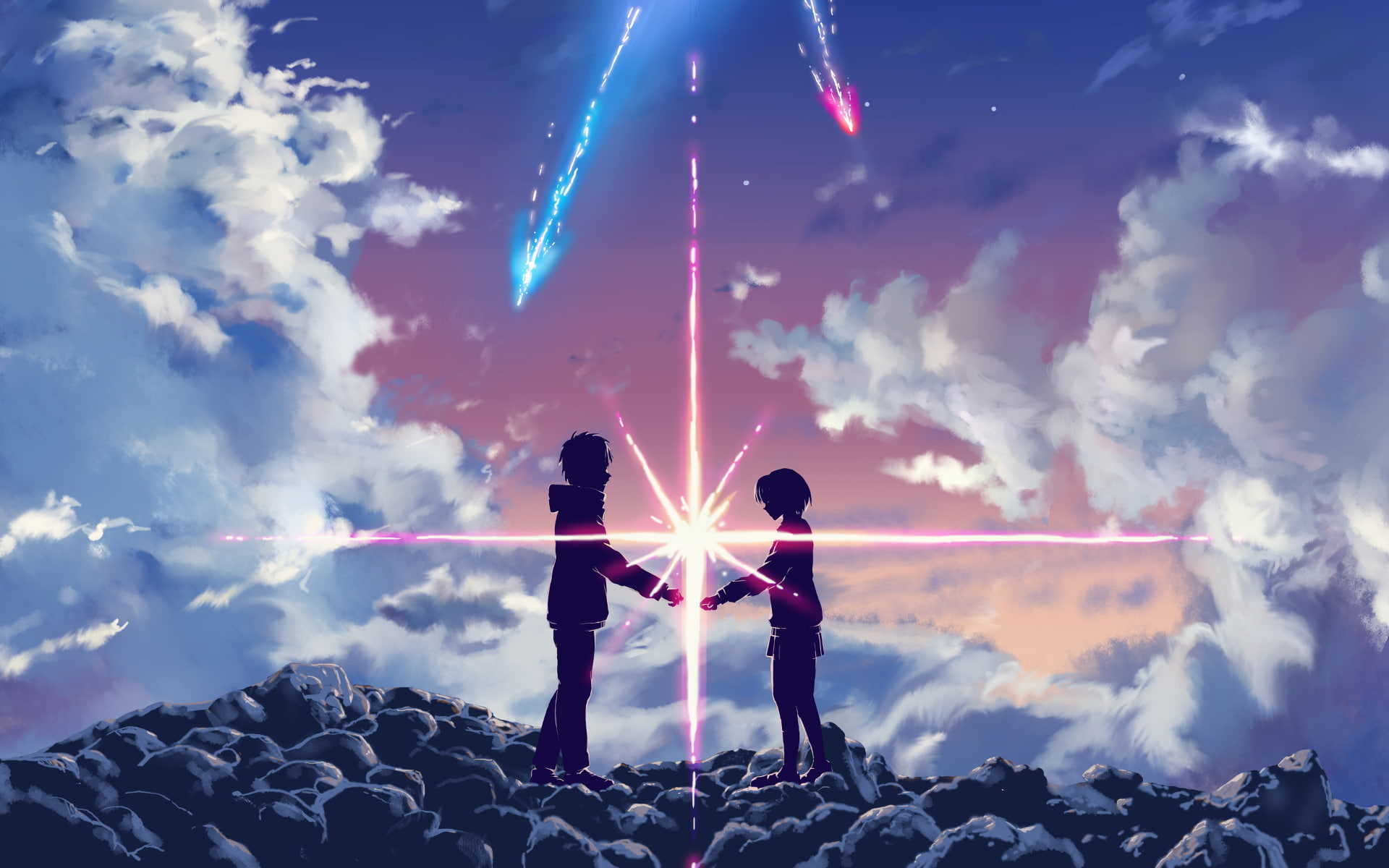 Kimi no Na Wa, 1080P, anime, Miyamizu Mitsuha, Tachibana Taki, HD Wallpaper