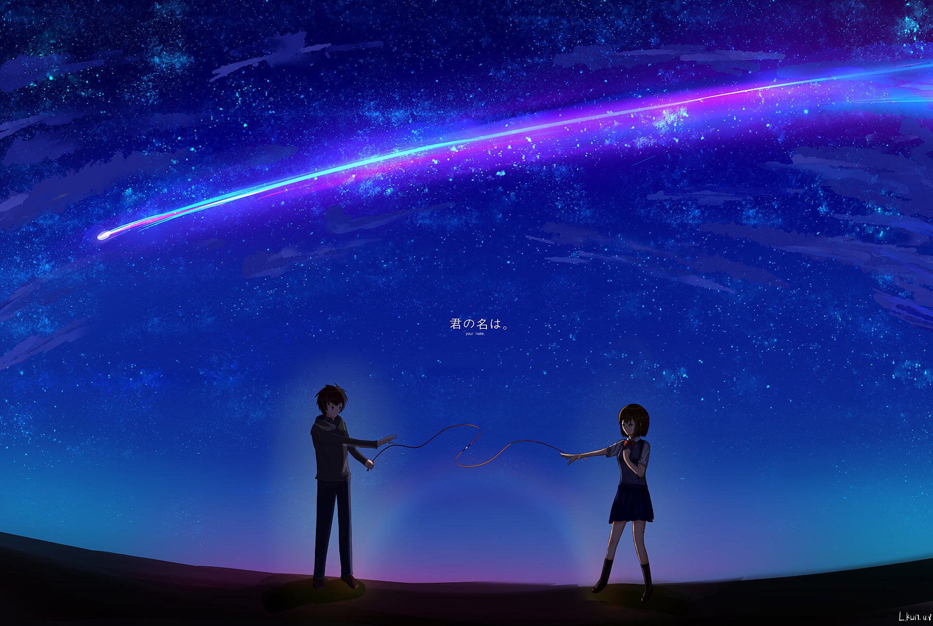 nature, women, star - space, 1080P, adult, Kimi No Na Wa., togetherness, childhood, astronomy, sky, Your Name., space, emotion, two people, men, child, HD Wallpaper