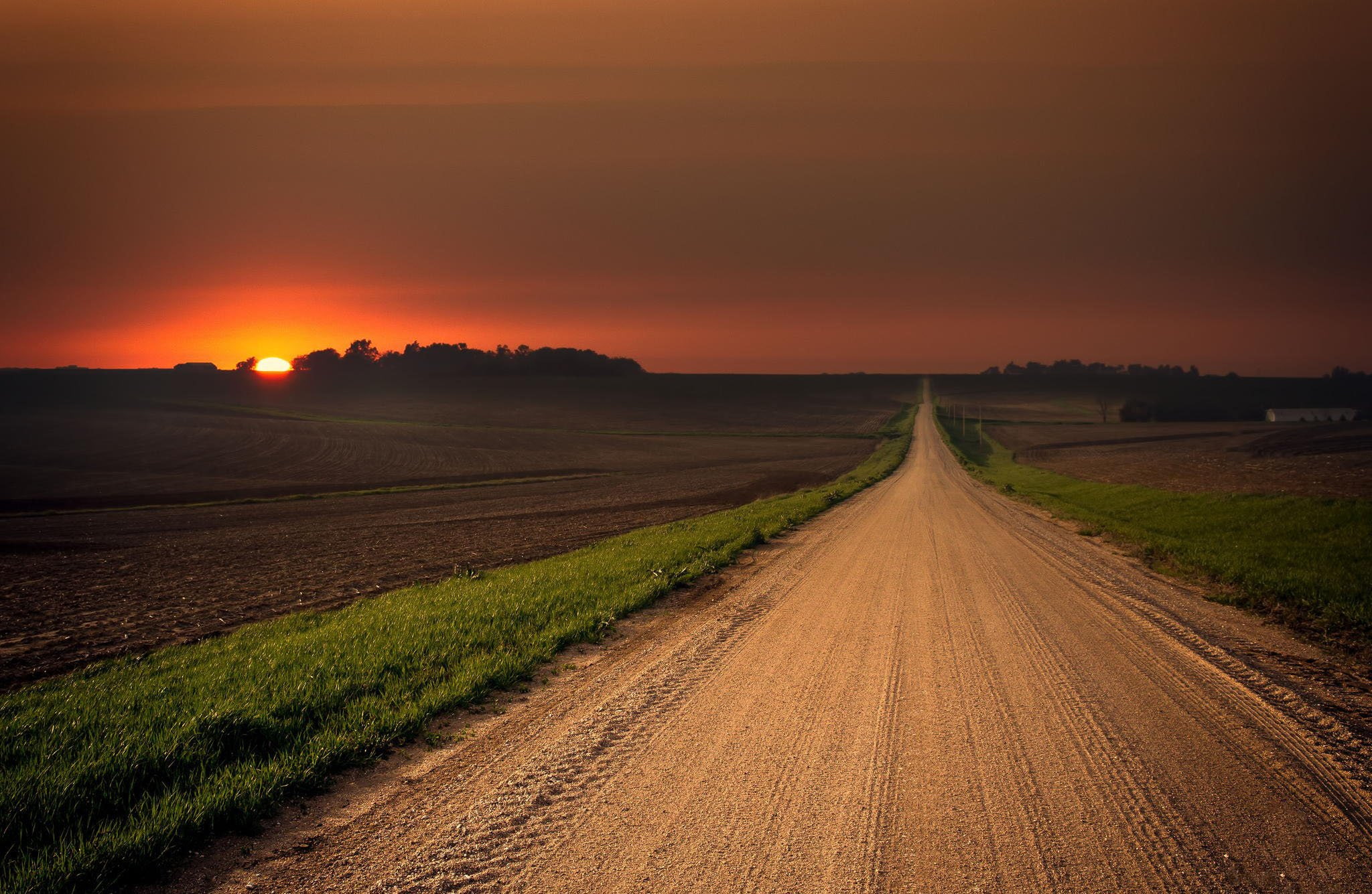 field, landscape, united, nebraska, 1080P, sunset, states, nature, grass, road, HD Wallpaper