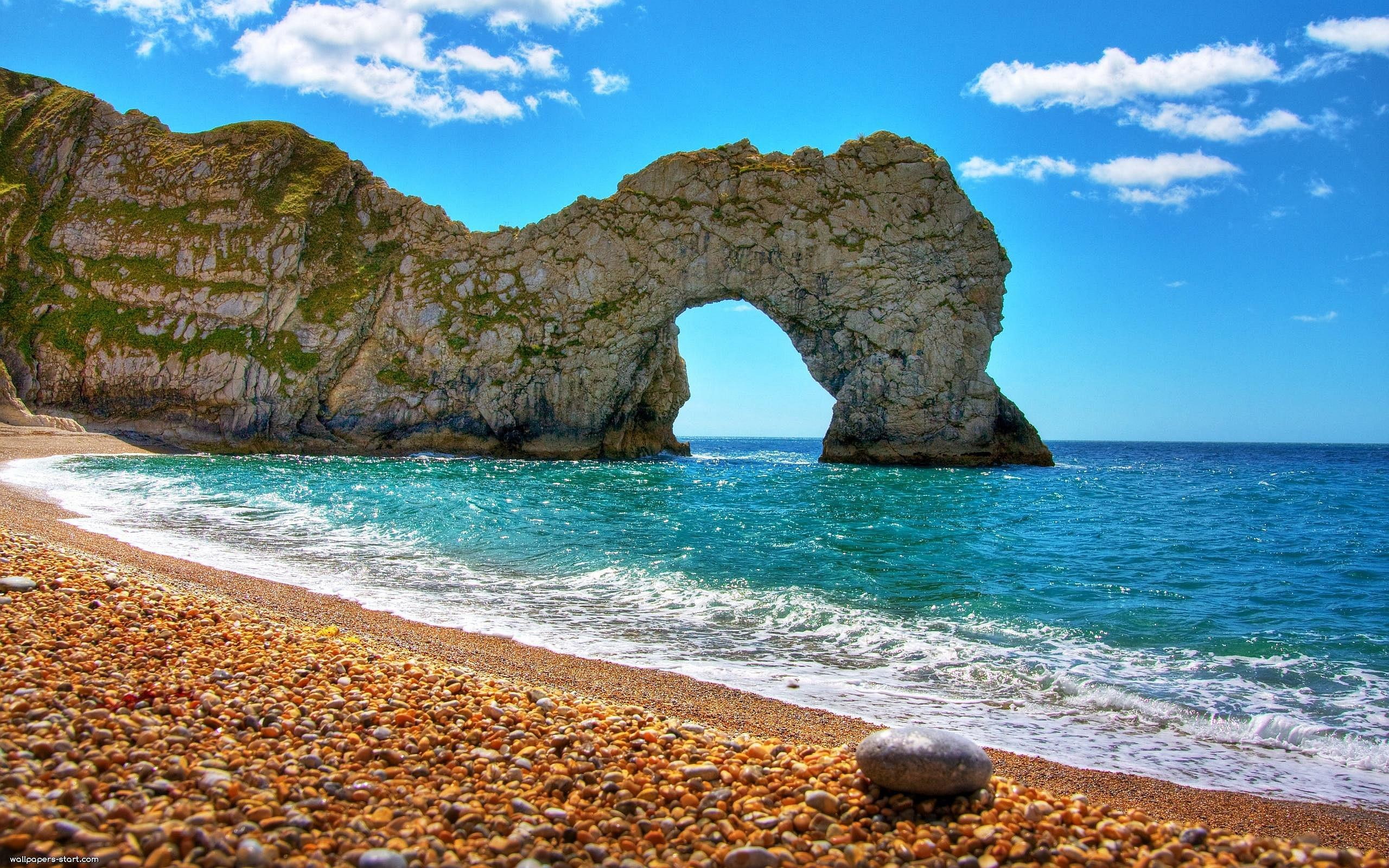 beach, door, durdle, nature, 2K, HD Wallpaper