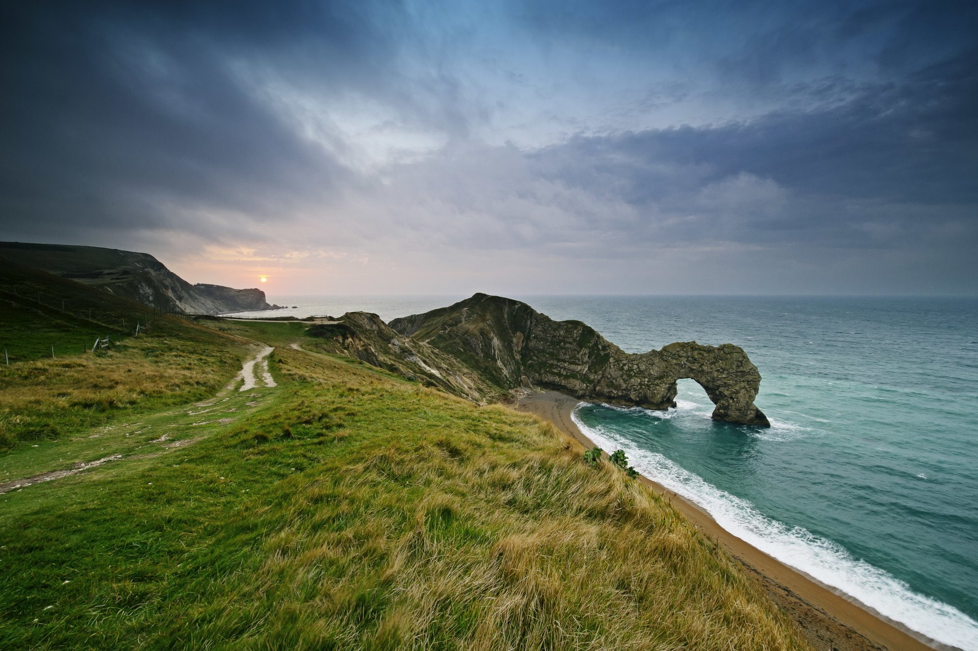 England, Coast, Earth, 1080P, Sea, Cloud, Sunset, Shore, Seascape, Limestone, Cliff, Durdle Door, Dorset, HD Wallpaper