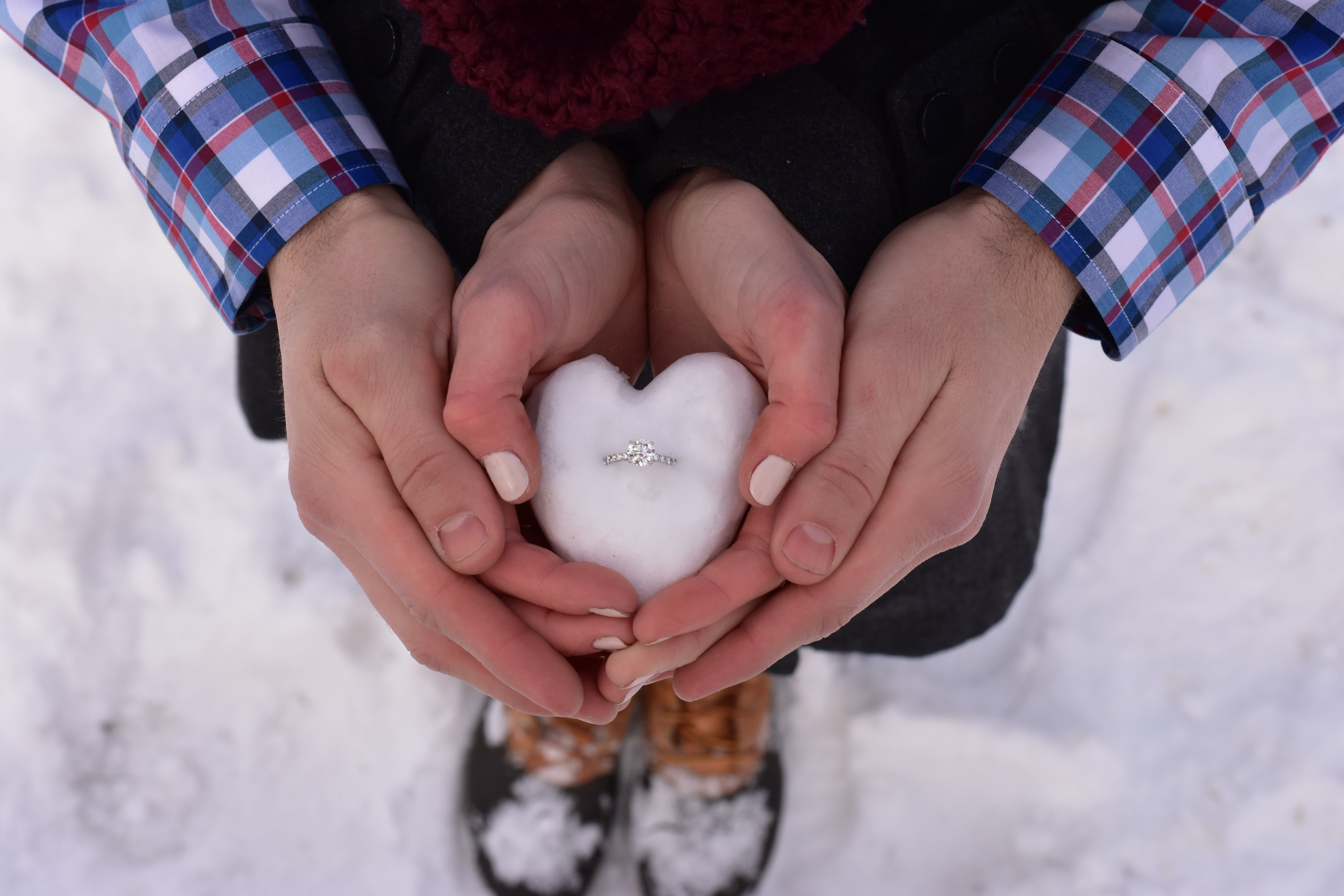 human Hand, block, cold temperature, 5K, midsection, diamond, marriage, real people, romance, winter, silver, man, romantic, happiness, hands cupped, proposal, HD Wallpaper