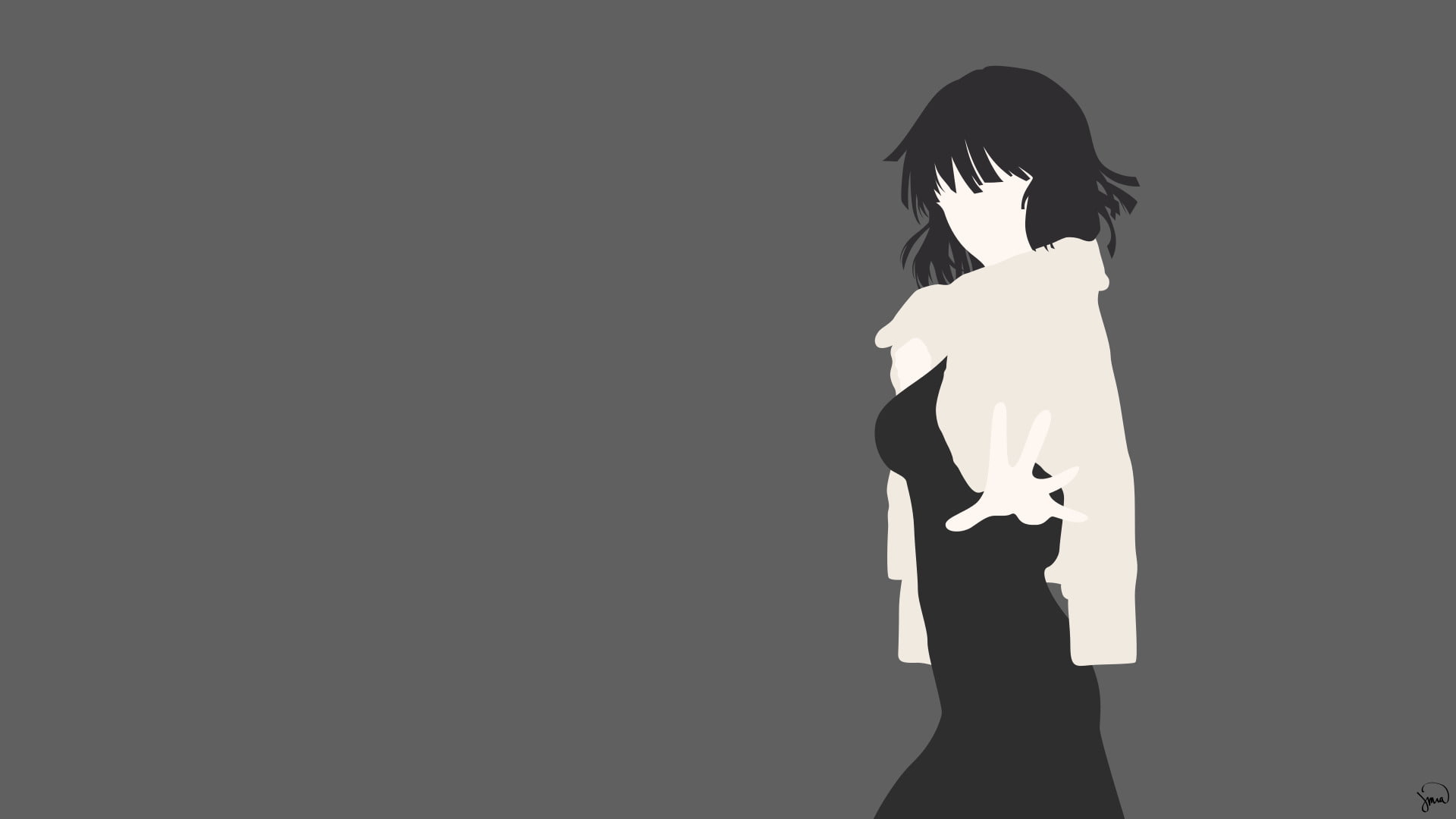 1080P, Fubuki (One-Punch Man), Black Dress, Dress, Black Hair, One-Punch Man, Minimalist, Anime, HD Wallpaper