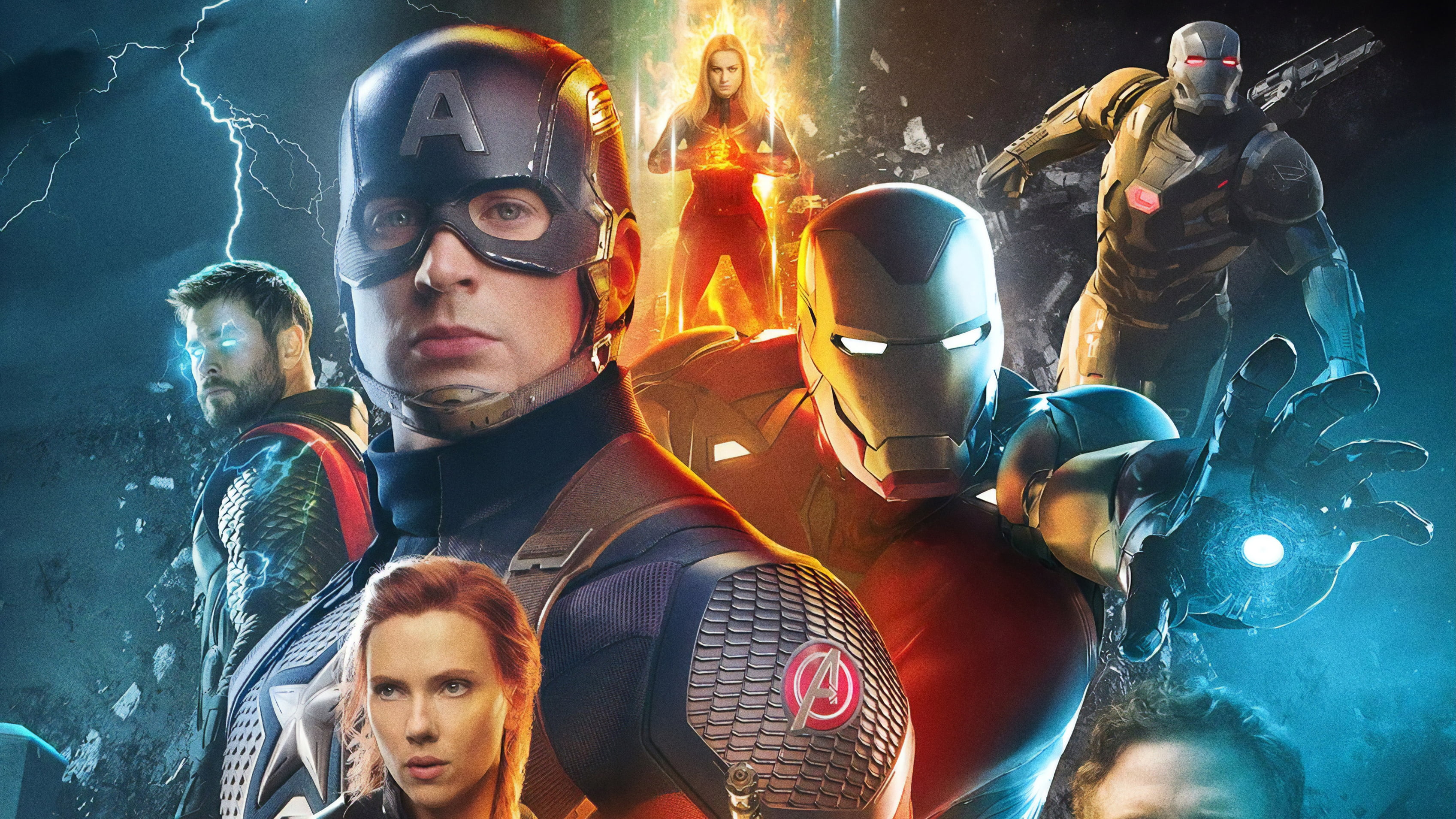 War Machine, Captain Marvel, 2K, Captain America, Black Widow, Avengers EndGame, Iron Man, The Avengers, Thor, HD Wallpaper