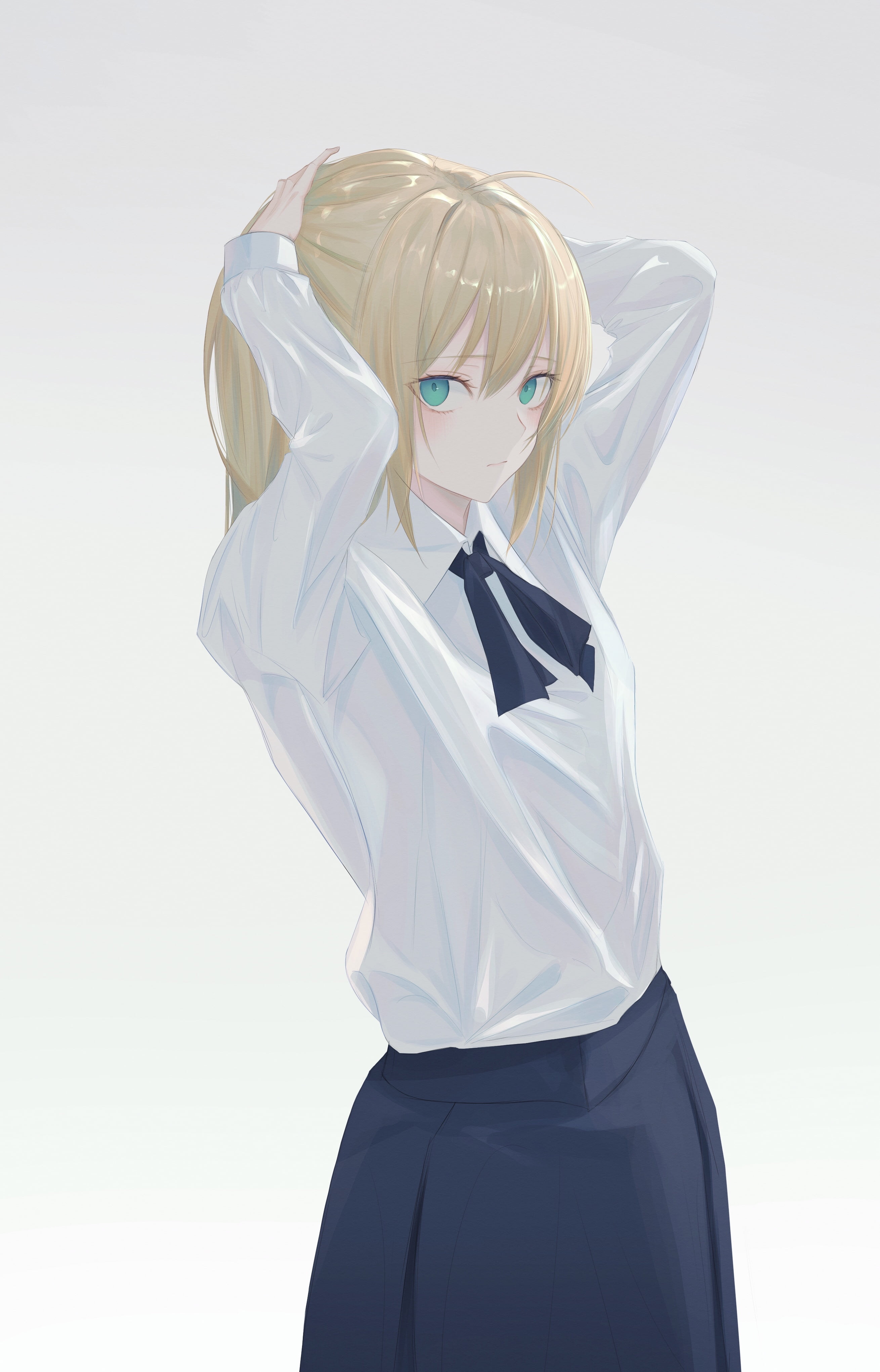 Fate Series, 4K, portrait display, blonde, Saber (Fate/Grand Order), 7ife, looking at viewer, anime girls, Phone HD Wallpaper