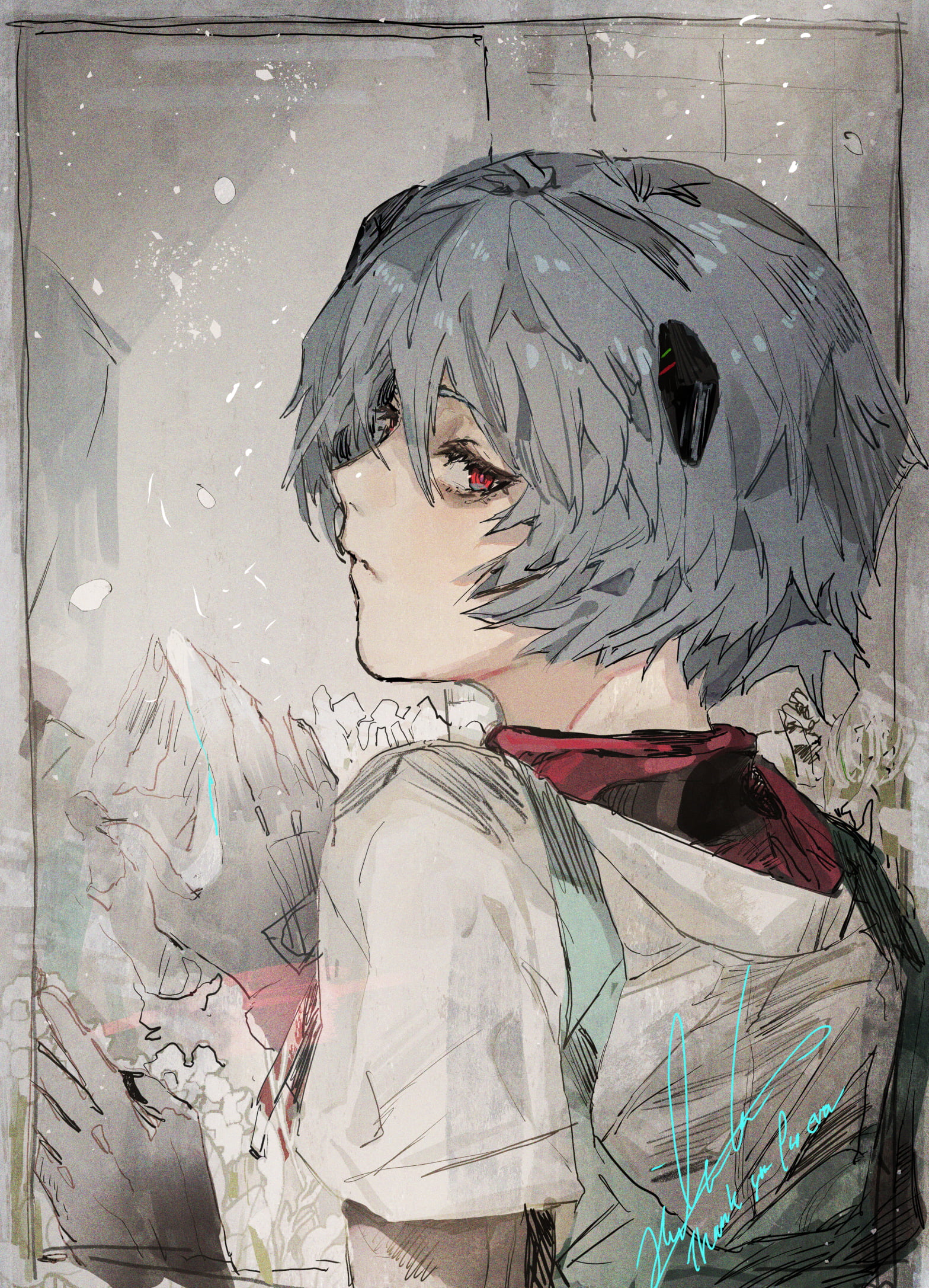 anime, simple background, vertical, Neon Genesis Evangelion, Ayanami Rei, 1080P, anime girls, Hirannko, Phone HD Wallpaper