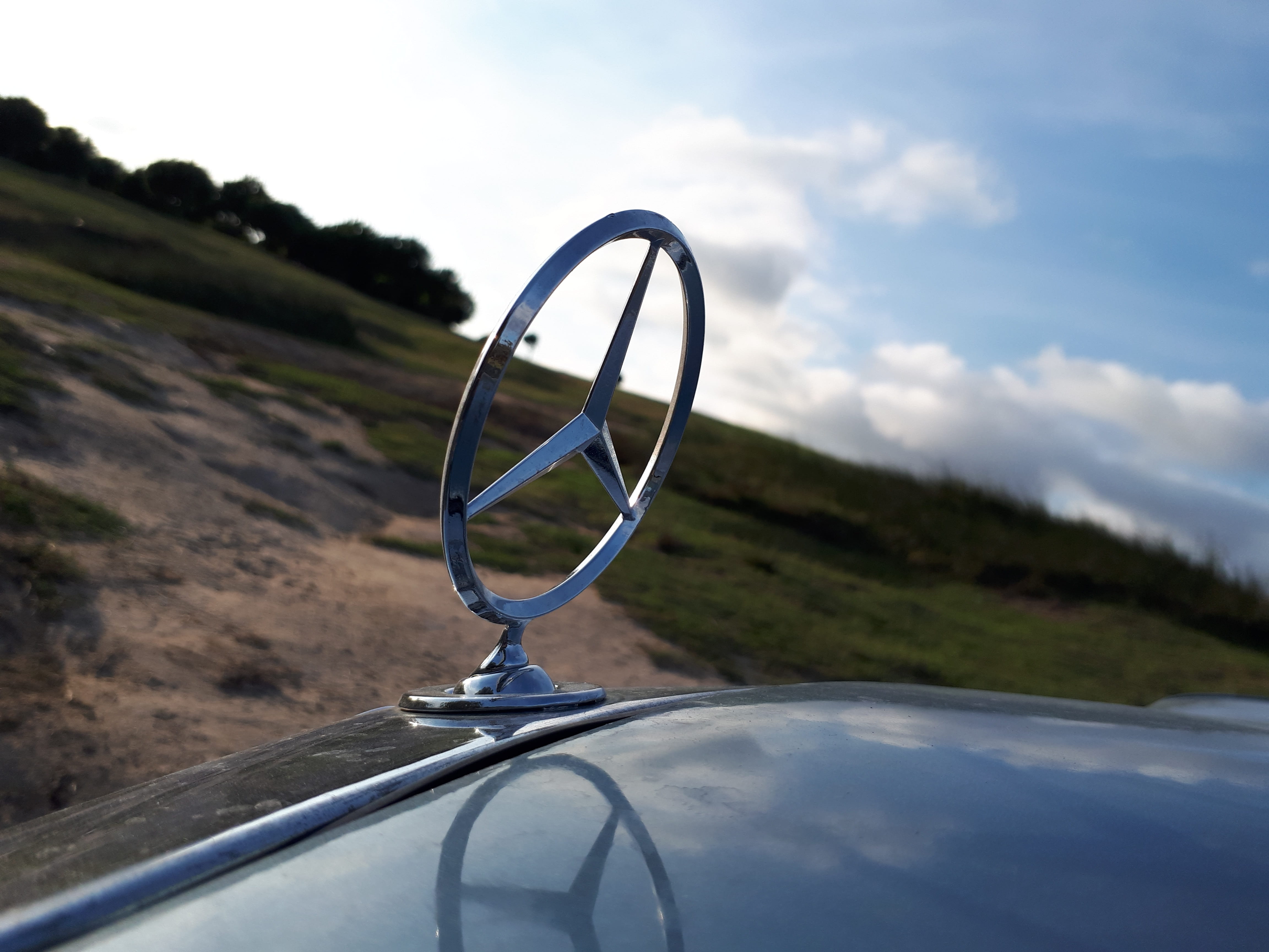 motor vehicle, road trip, transportation, wheel, cloud - sky, w123, nature, 4K, land vehicle, mercedes, sky, car, outdoors, landscape, mode of transportation, HD Wallpaper