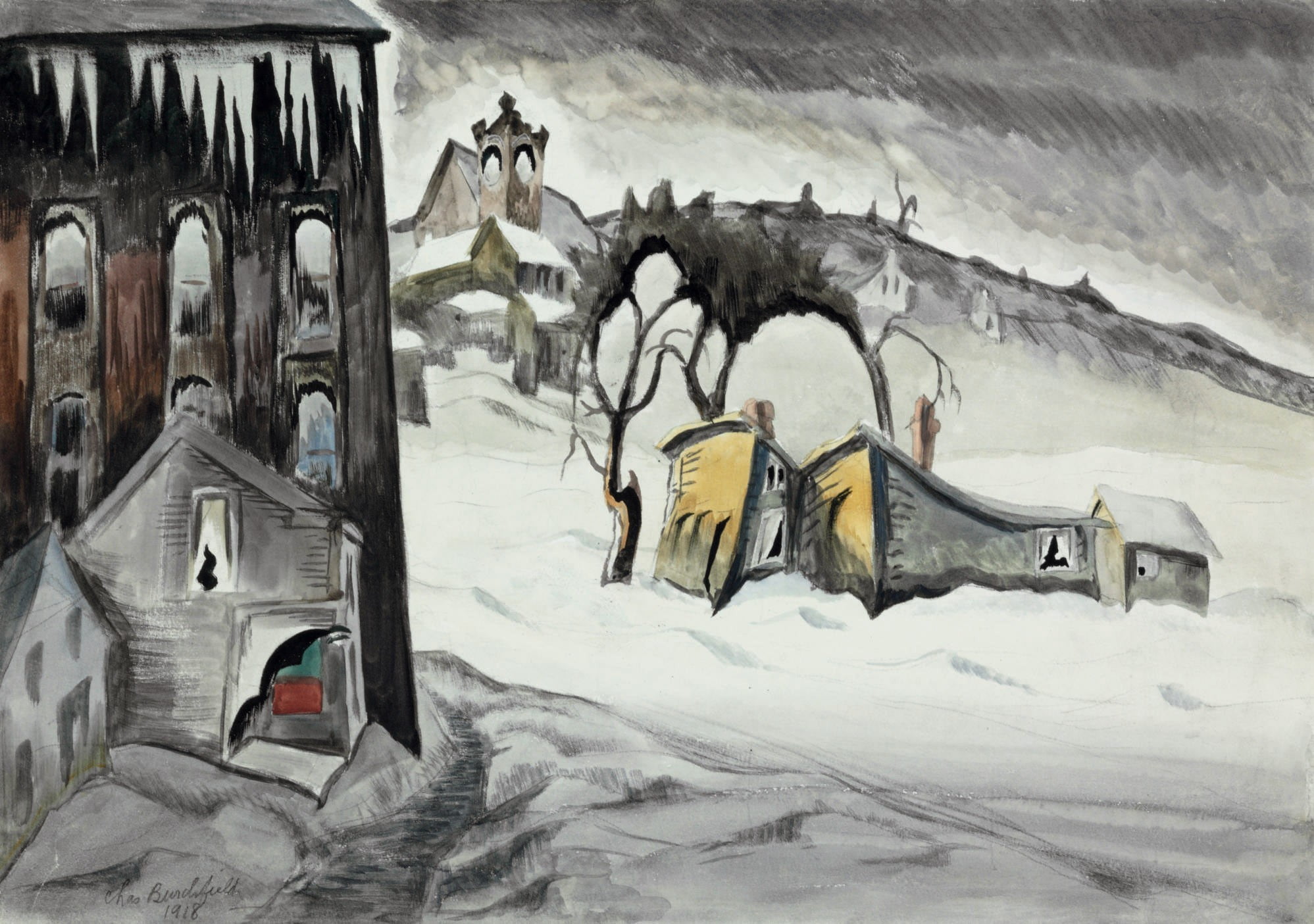 1918, Charles Ephraim Burchfield, 1080P, February Dusk, HD Wallpaper