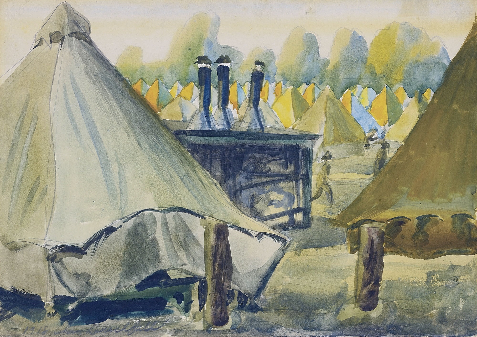 1080P, Charles Ephraim Burchfield, Camp Jackson, South Carolina, 1918, HD Wallpaper