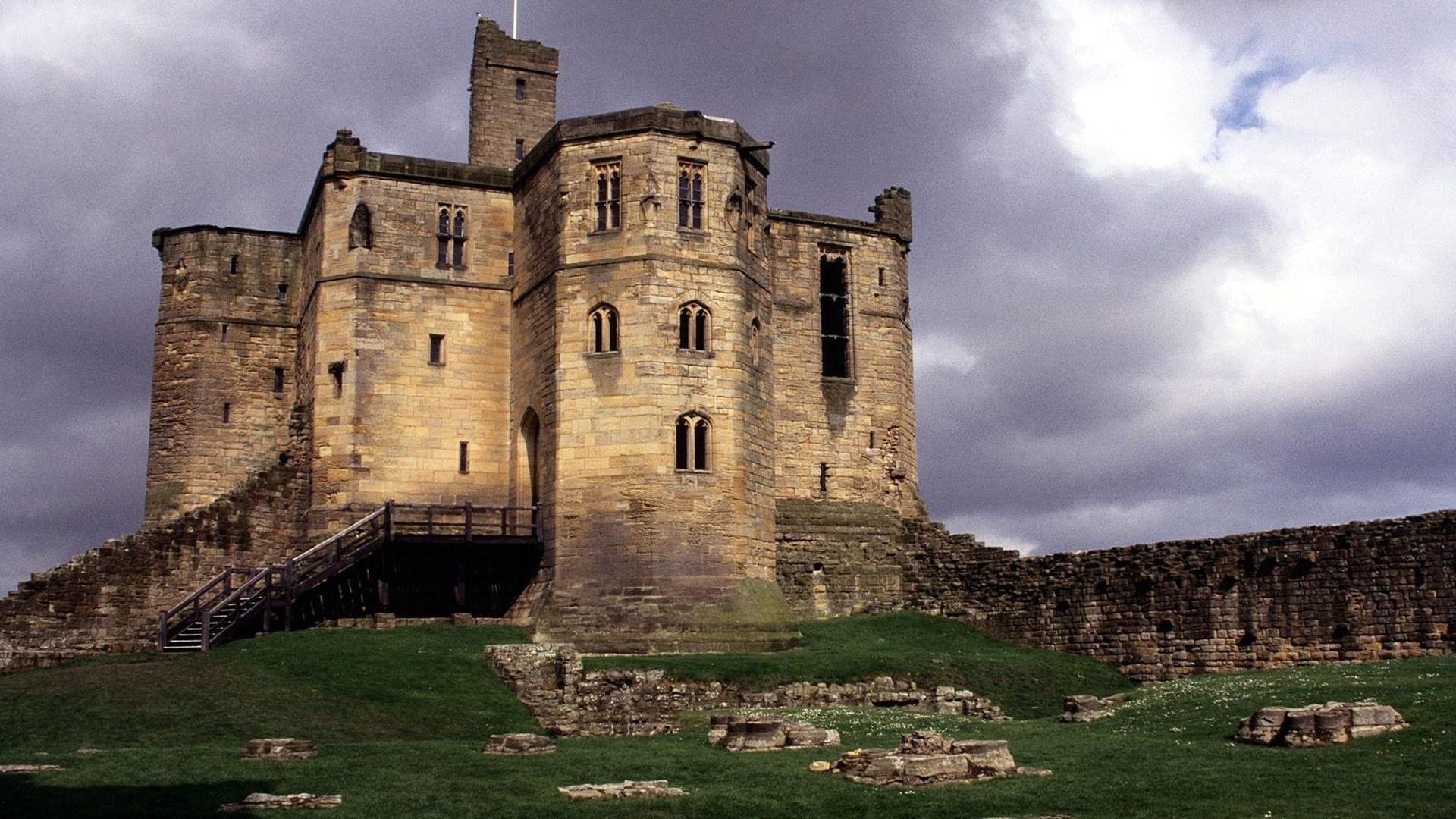 nature and landscapes, 1080P, ancient, warkworth, grass, engl, northumberl, wall, castle, HD Wallpaper