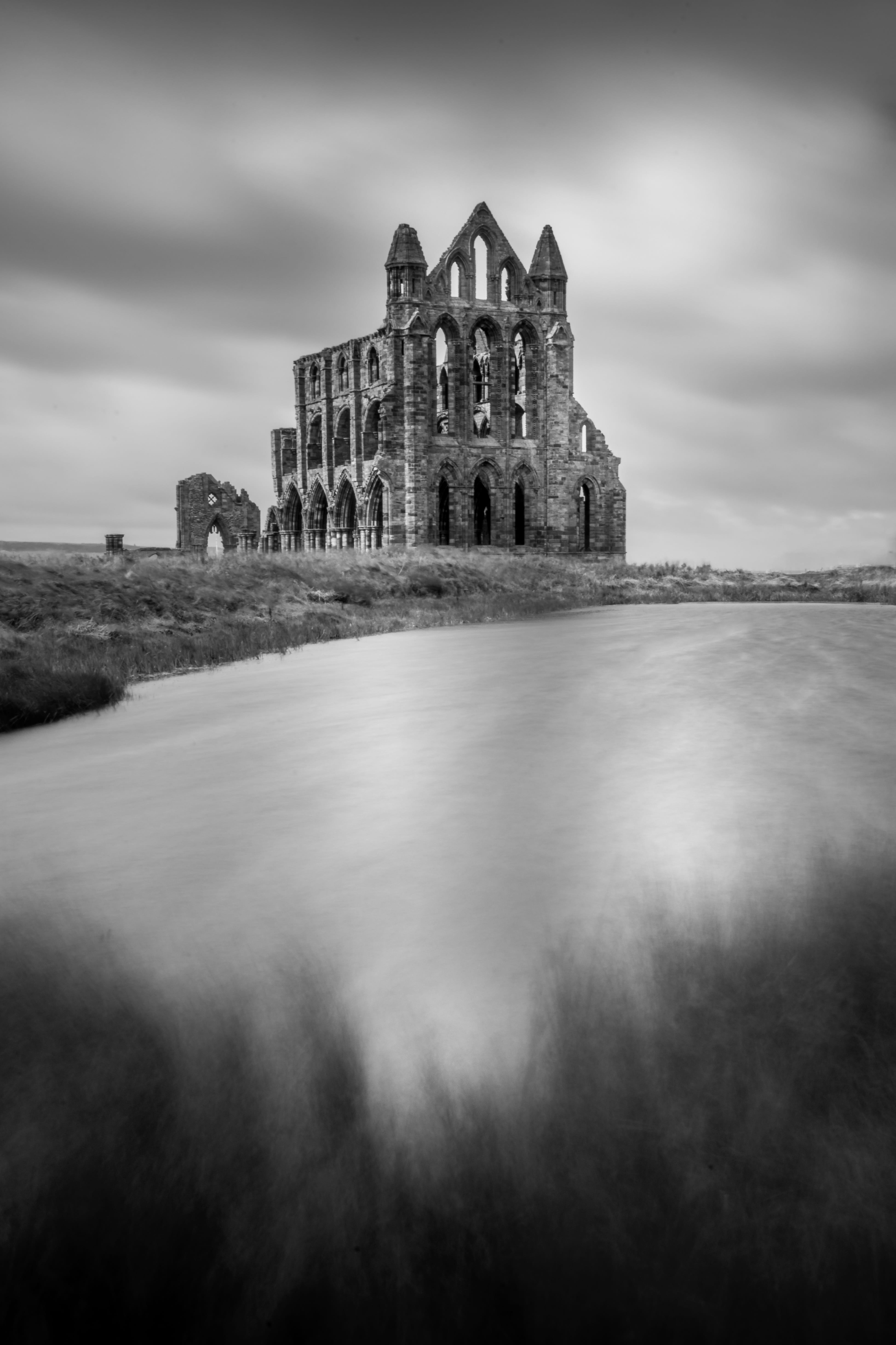 moody, long exposure, outdoors, ruin, ancient, deterioration, coast, old ruin, yorkshire, history, waterfront, cloud - sky, no people, ancient civilization, Phone HD Wallpaper
