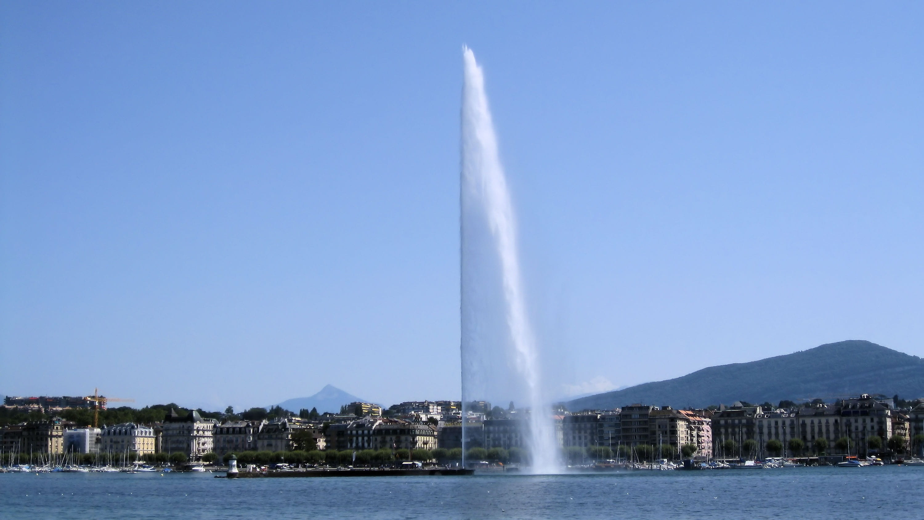 day, nature, travel, sky, motion, architecture, geneva, no people, lake geneva, 2K, water, rade, clear sky, travel destinations, splashing, water jet, HD Wallpaper