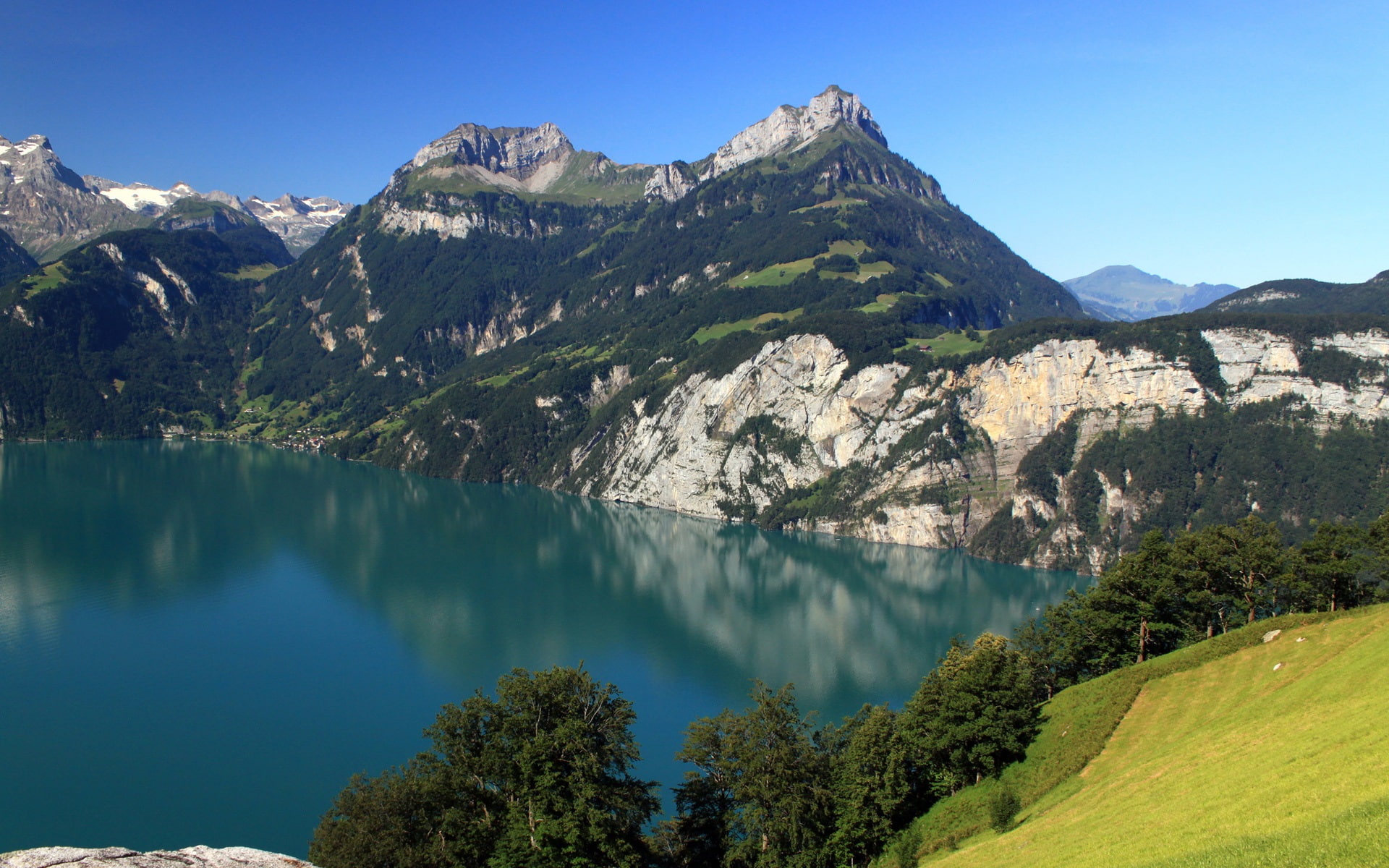 Switzerland, Morschach, Lake, Mountains, Scenery, Nature, 1080P, HD Wallpaper