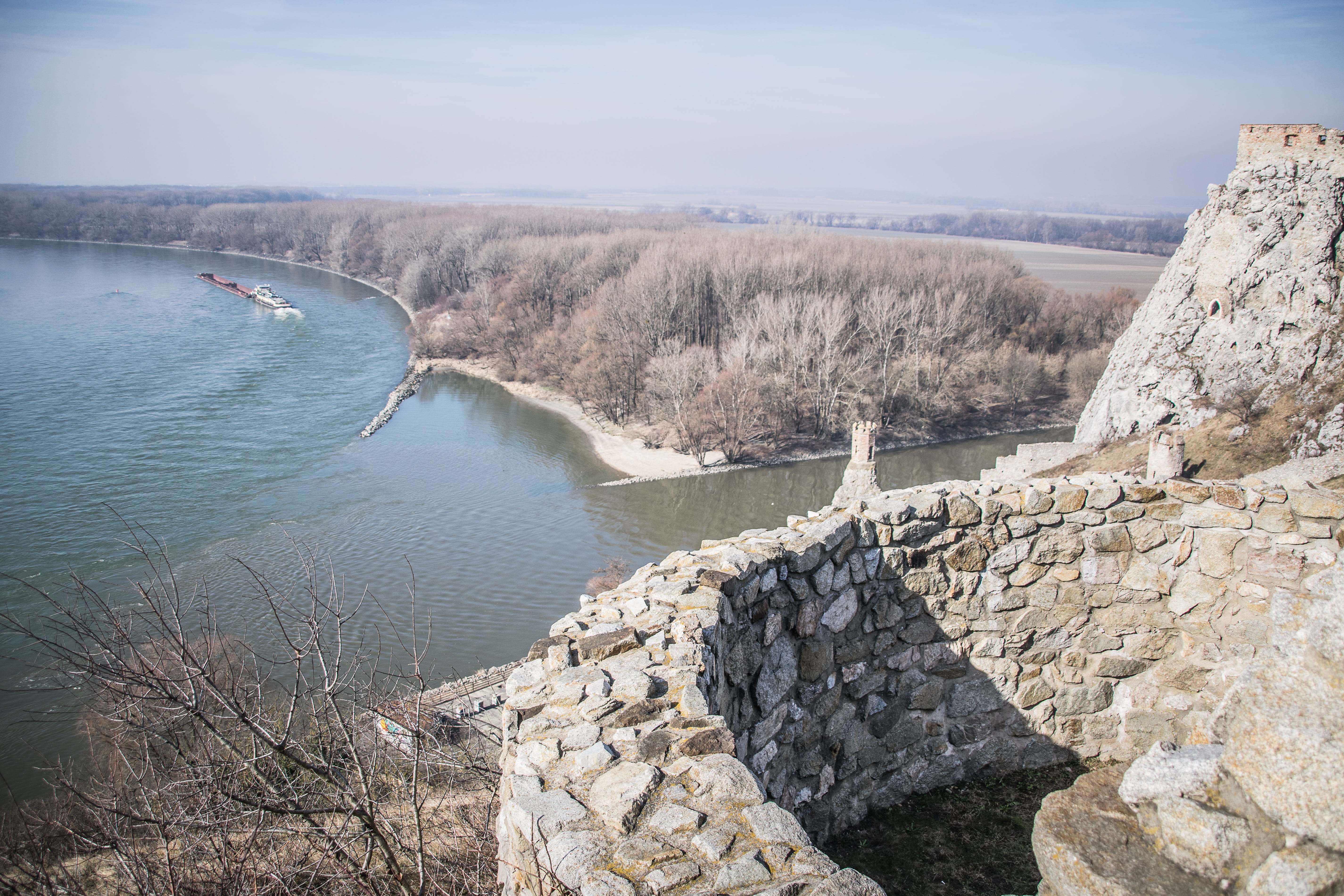 strength, confluence, outdoors, non-urban scene, river, ruins, history, day, rock - object, water, rock, historical, devin, 5K, the danube, medieval, solid, HD Wallpaper