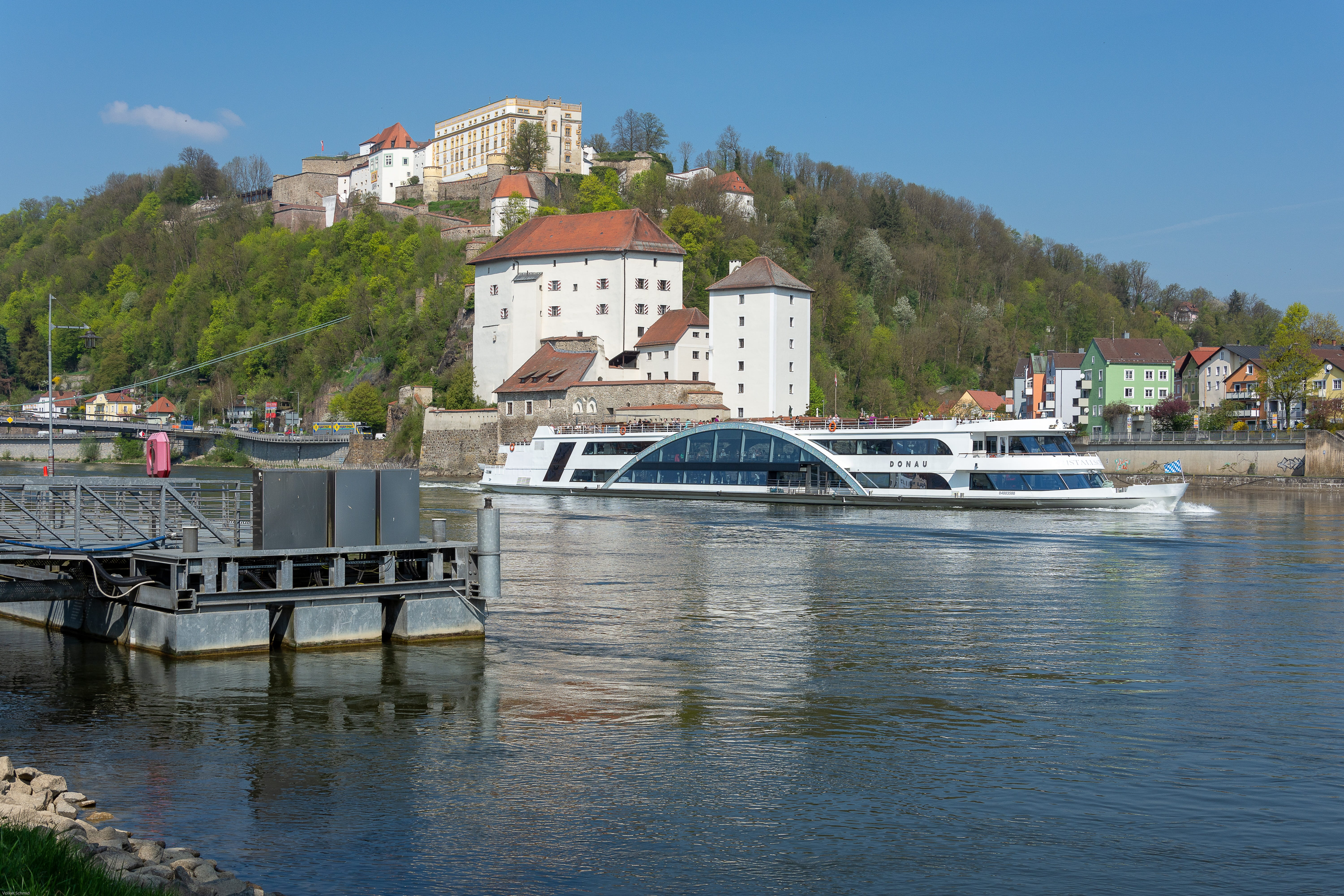 danube, residential district, tree, bavaria, plant, fortress, house, passau, nature, transportation, confluence, waterfront, veste oberhaus, niederbayern, HD Wallpaper