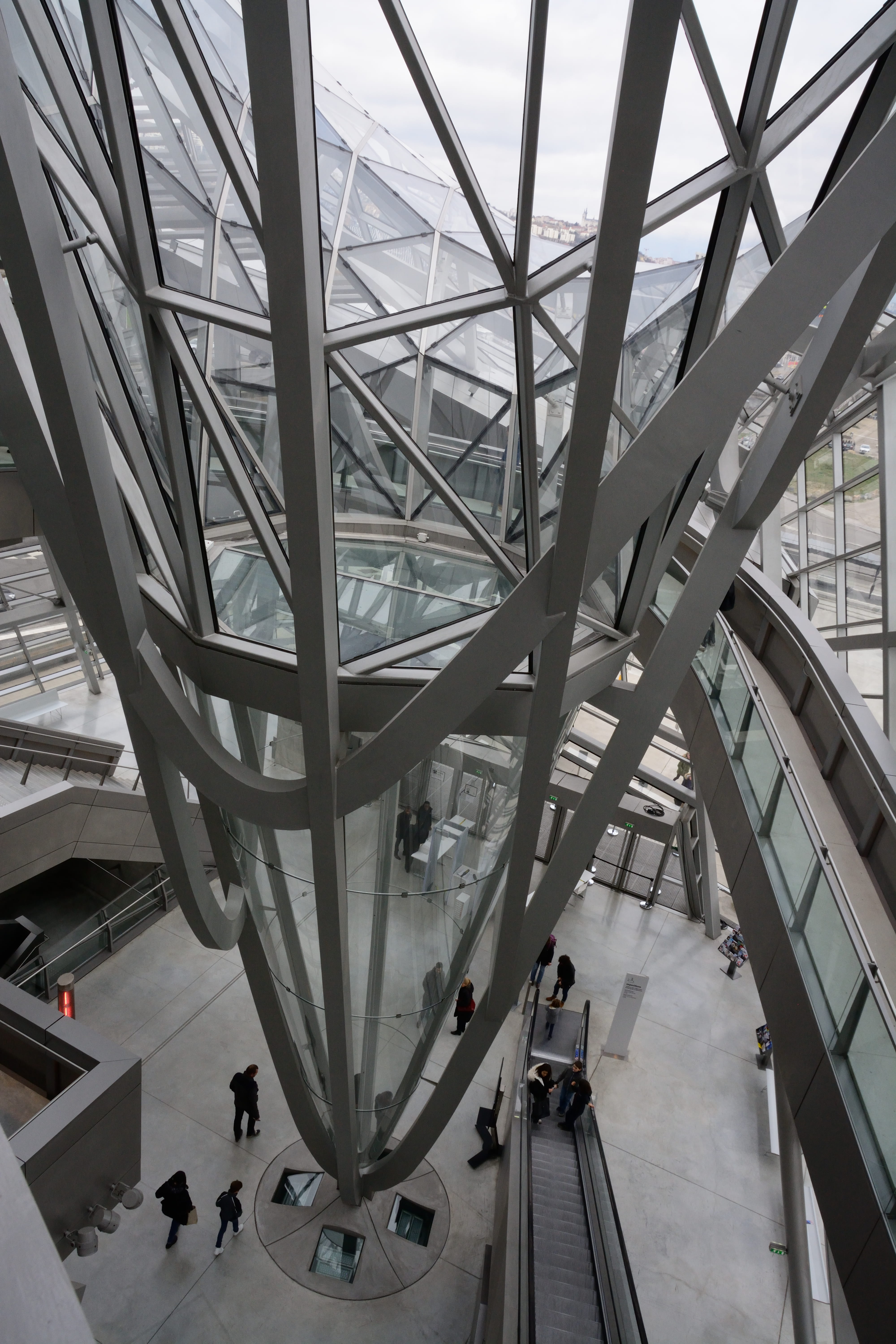 metal, confluence museum, built structure, architecture, transportation, indoors, lyon, travel, real people, mode of transportation, glass - material, 5K, Phone HD Wallpaper