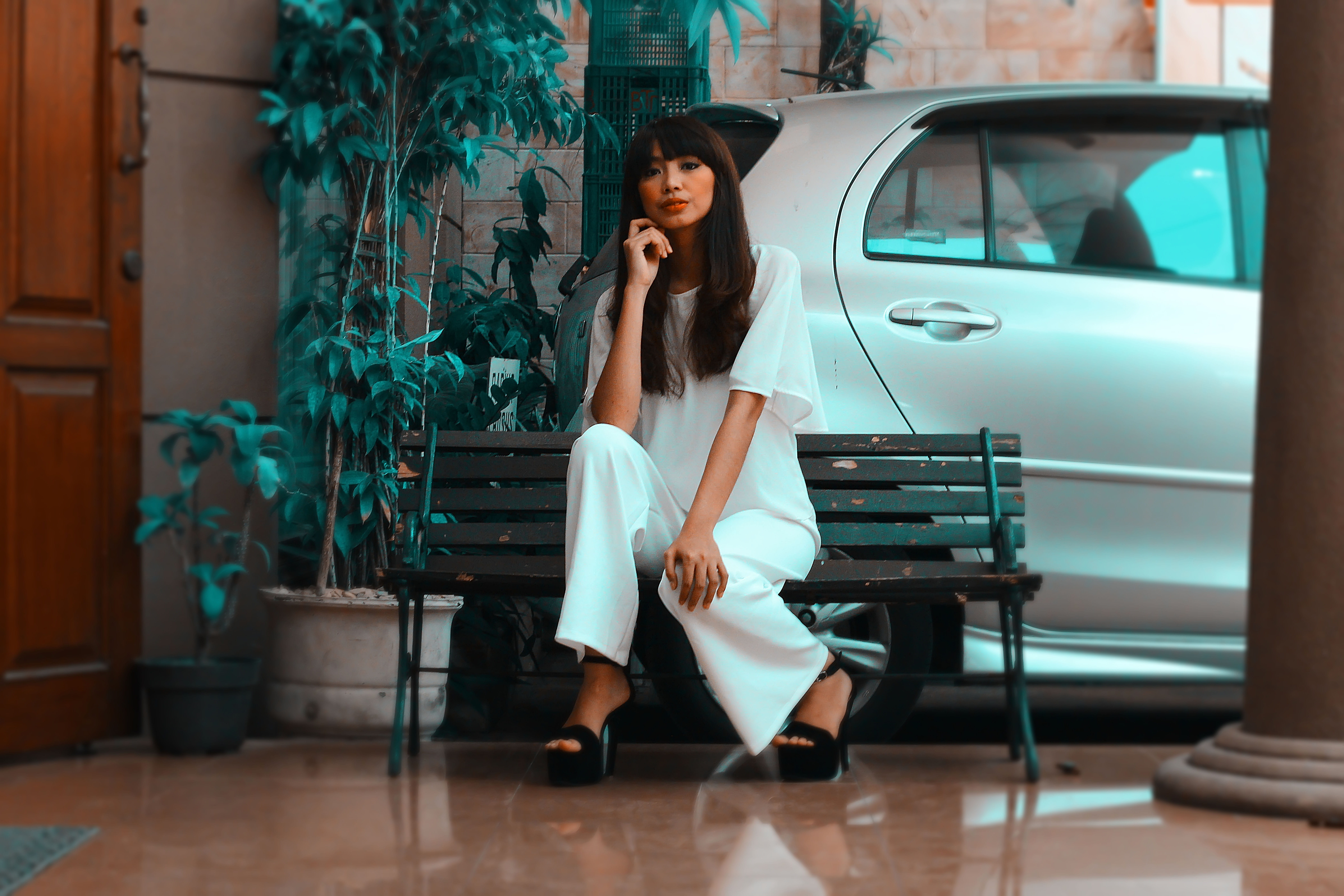 seat, casual clothing, girl, dress, women, car, real people, young women, beautiful woman, leisure activity, white, woman, beauty, day, pretty, pose, hairstyle, HD Wallpaper