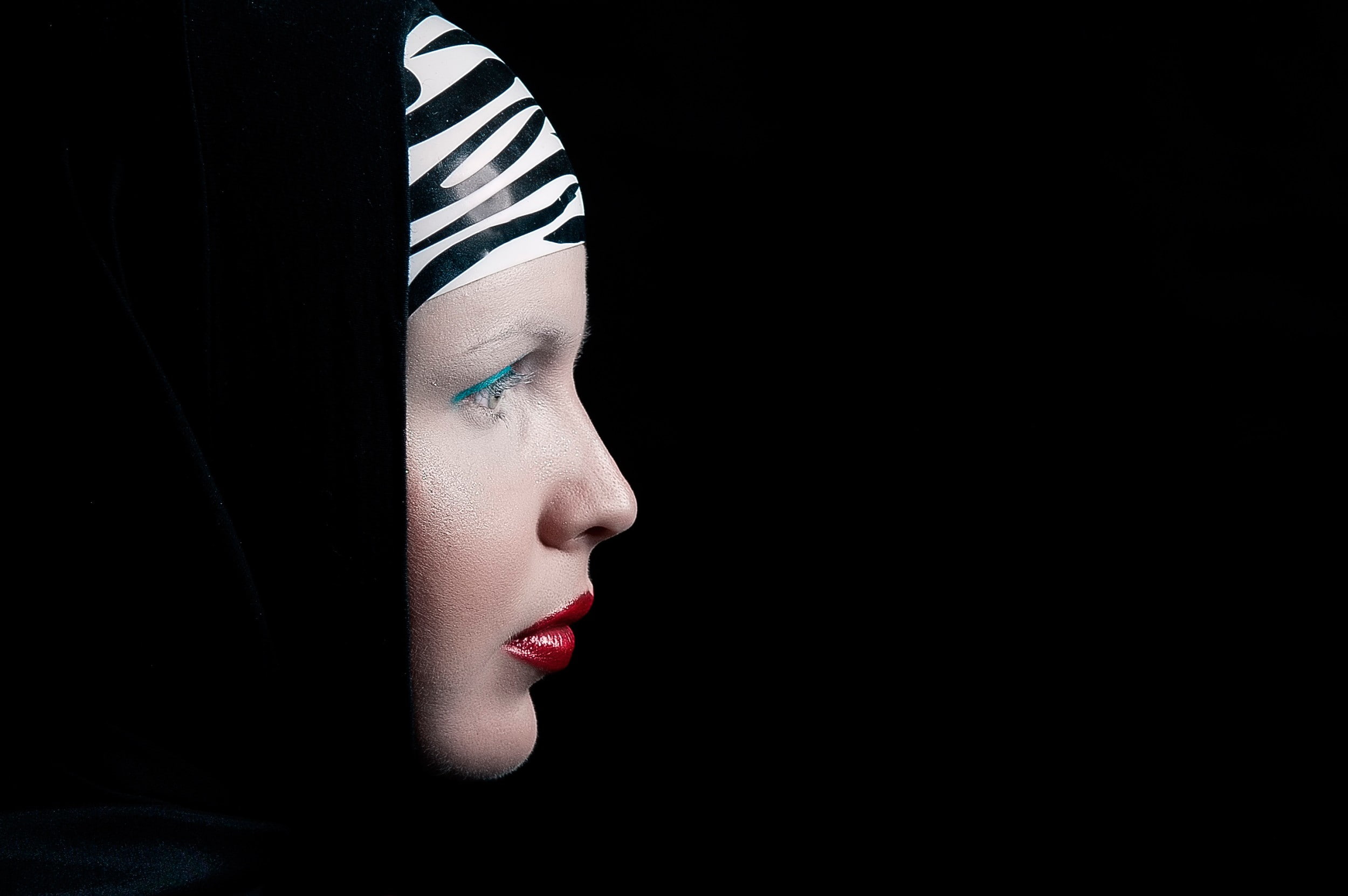 women, profile, red lipstick, Conceptual, eyeliner, 1080P, model, HD Wallpaper