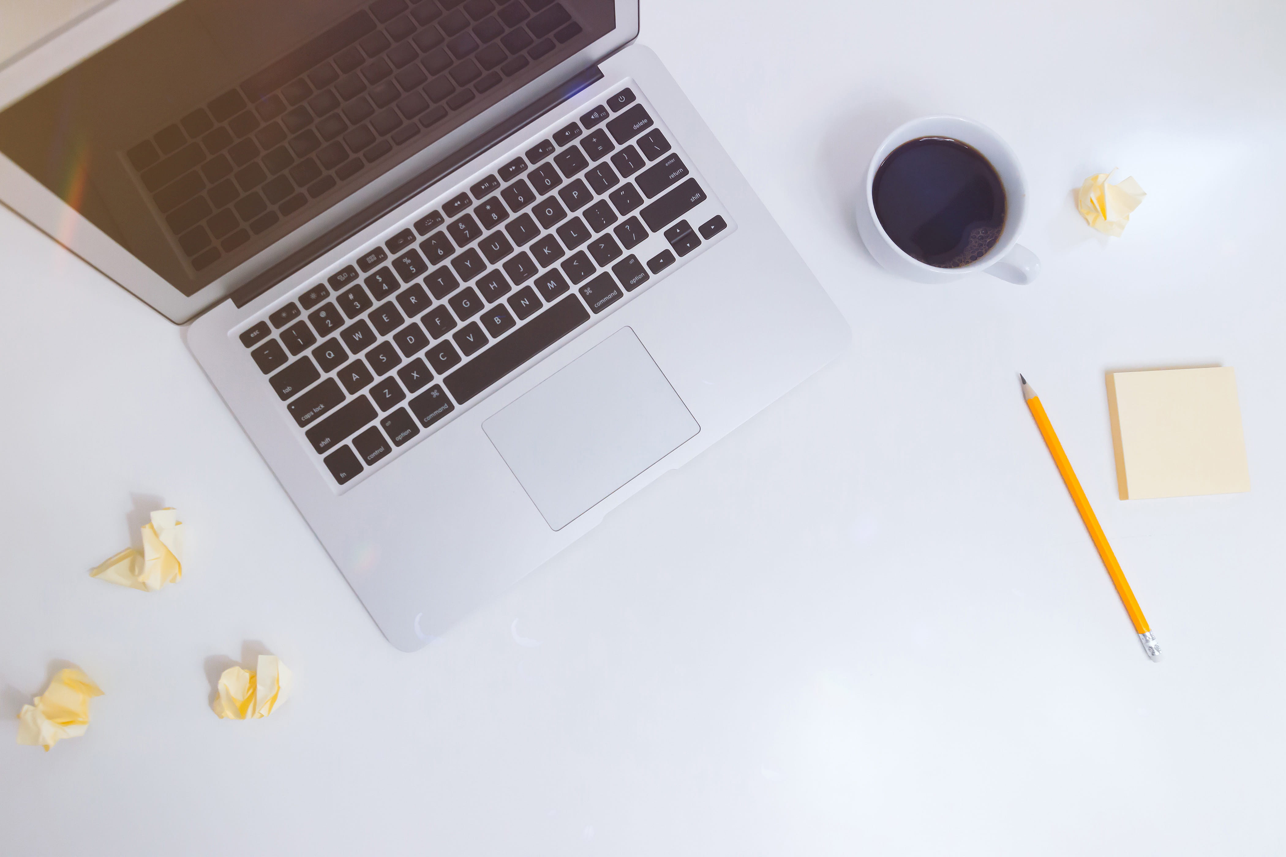 food and drink, desk, air, keyboard, pencil, communication, reflection, connection, coffee, drink, beside, no people, refreshment, technology, macbook, HD Wallpaper