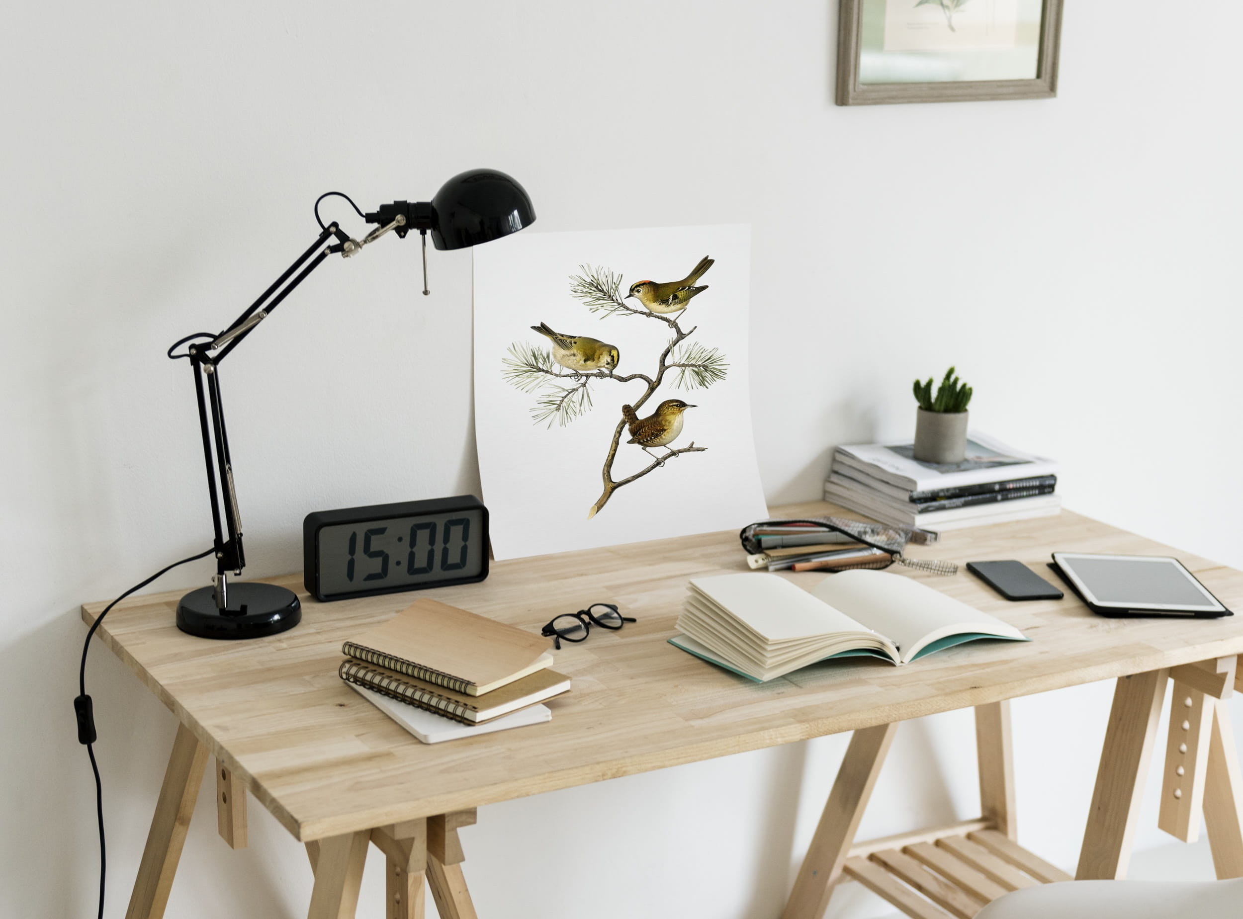 publication, large group of objects, lamp, sit, lifestyle, home interior, table, seat, stack, still life, text, books, nobody, clock, absence, mobile phone, HD Wallpaper