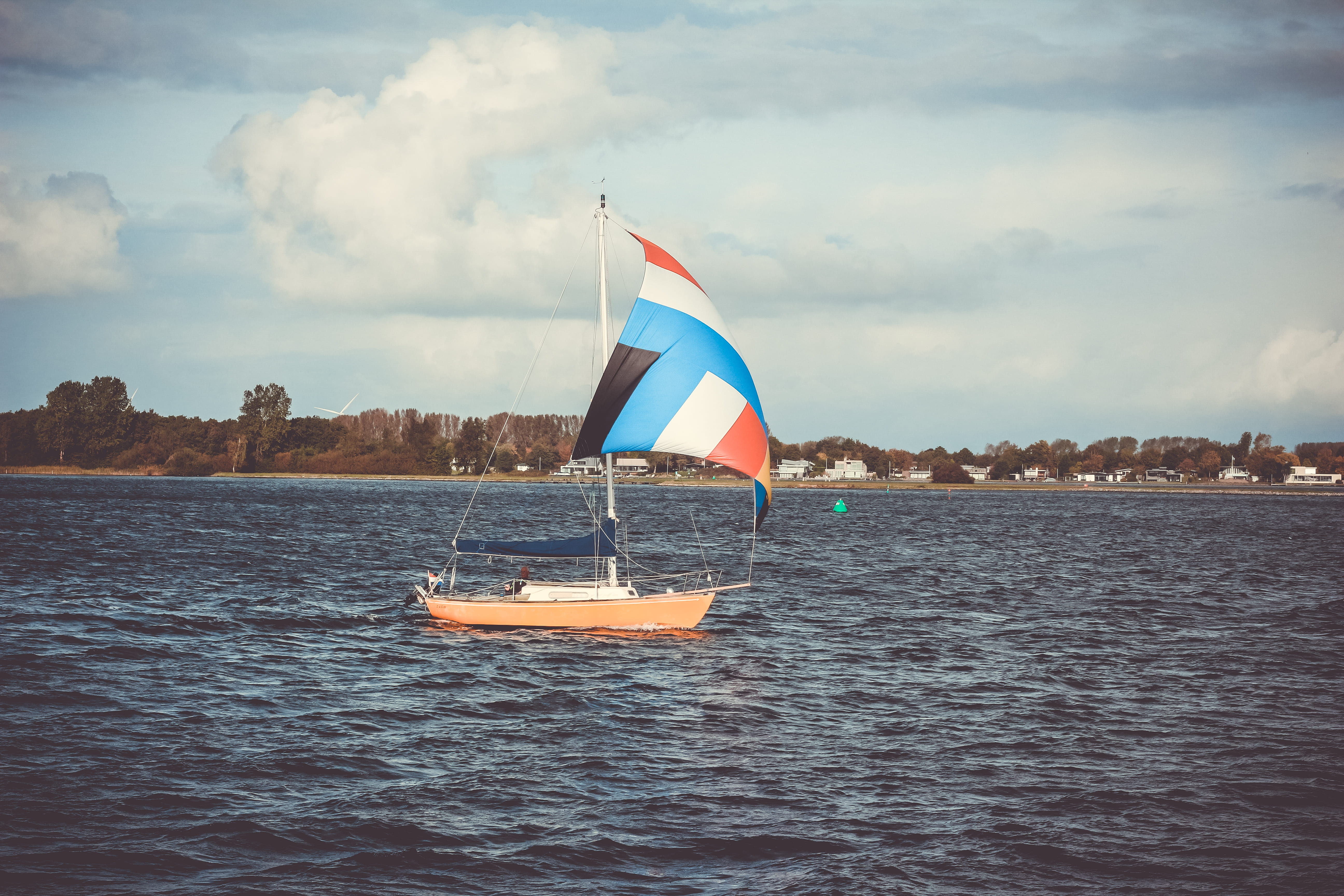 pole, sailing, yacht, ship, waterfront, water, sea, 5K, sailboat, netherlands, web, shoreline, patriotism, scenics - nature, beauty in nature, nautical vessel, HD Wallpaper