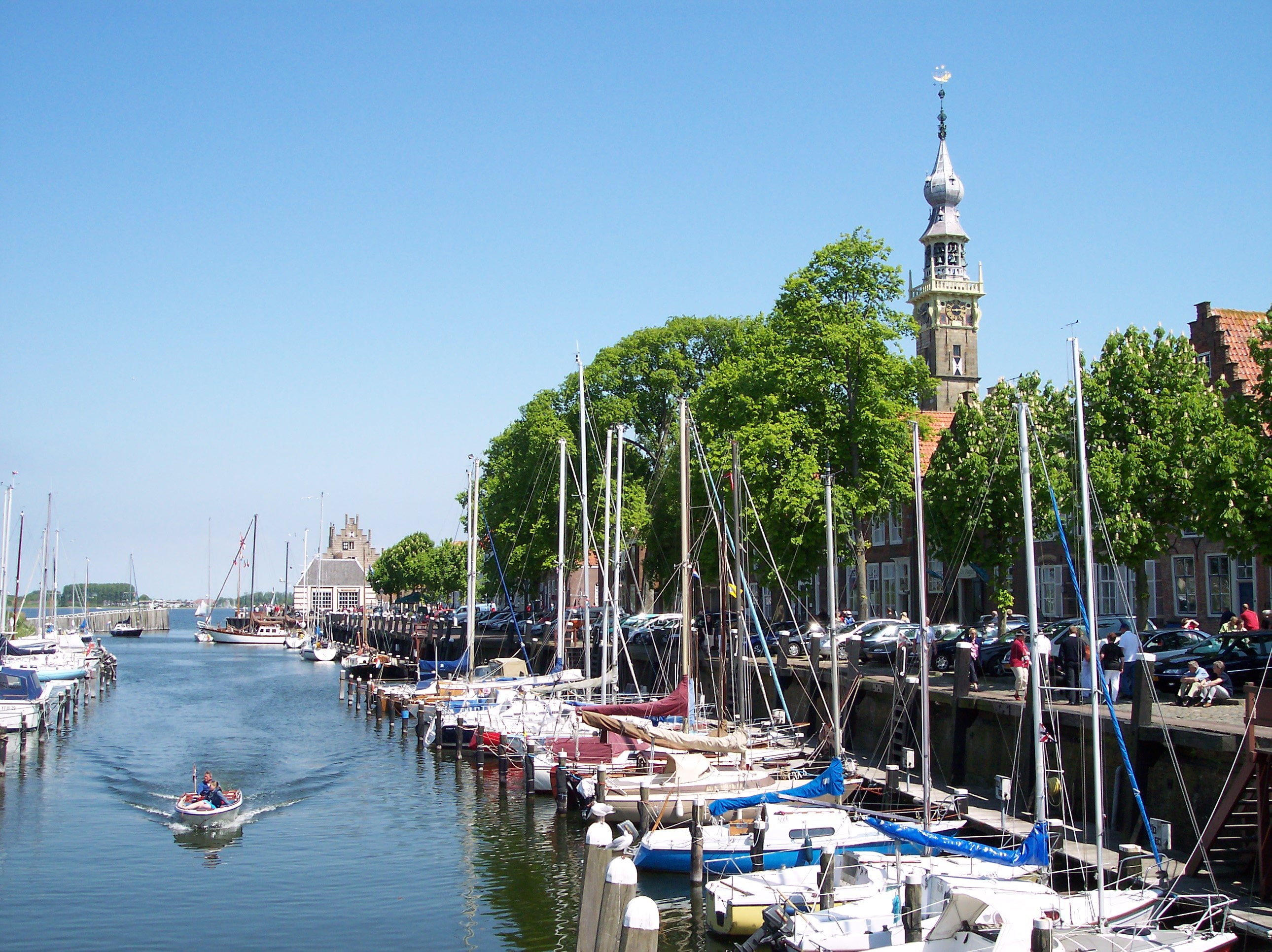 holland, yaught, veere, zeeland, church, 2K, harbor, village, HD Wallpaper