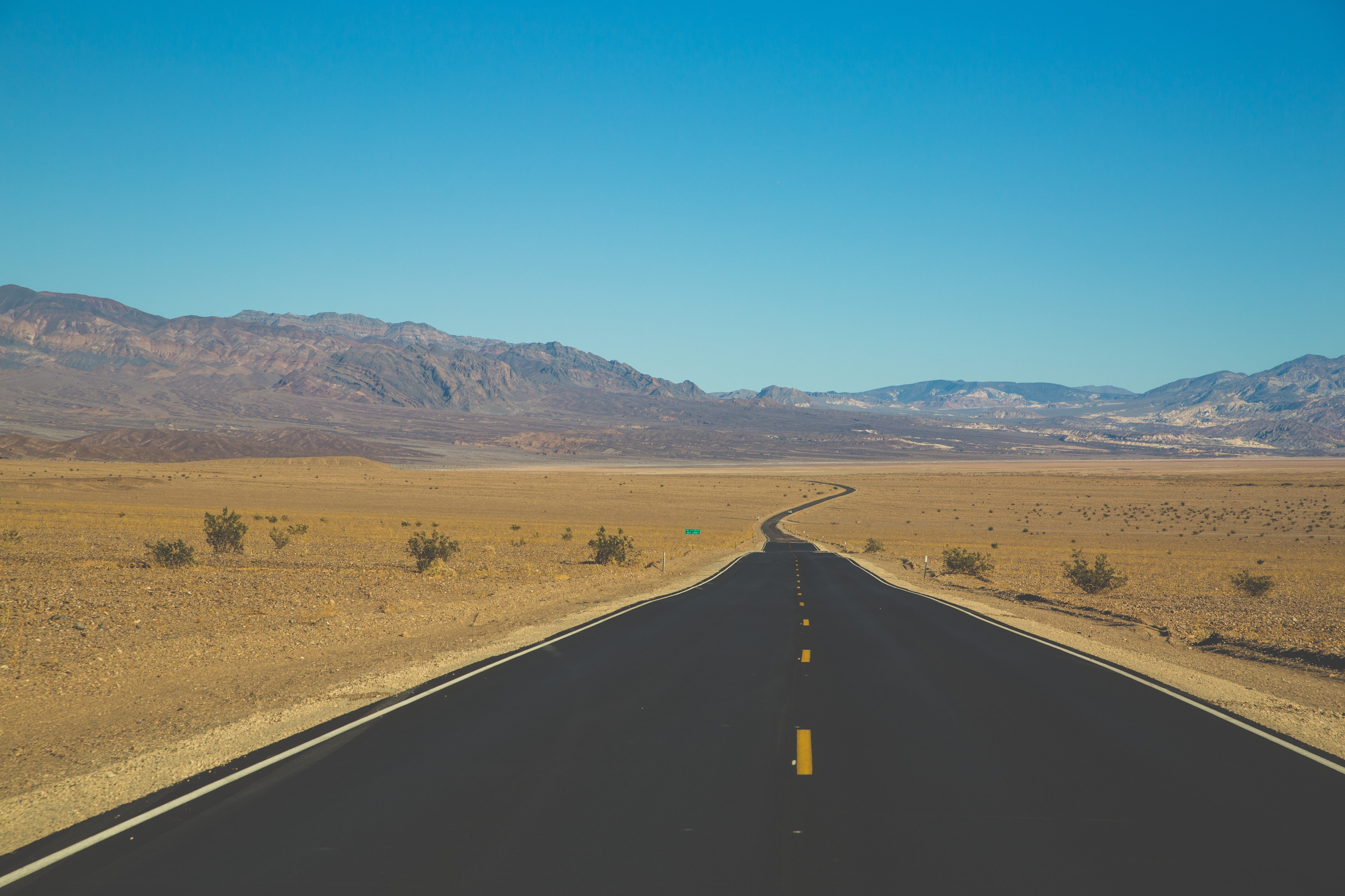 tranquil scene, road, no people, sky, climate, beauty in nature, clear sky, 5K, direction, mountain range, non-urban scene, nature, tranquility, mountains, HD Wallpaper