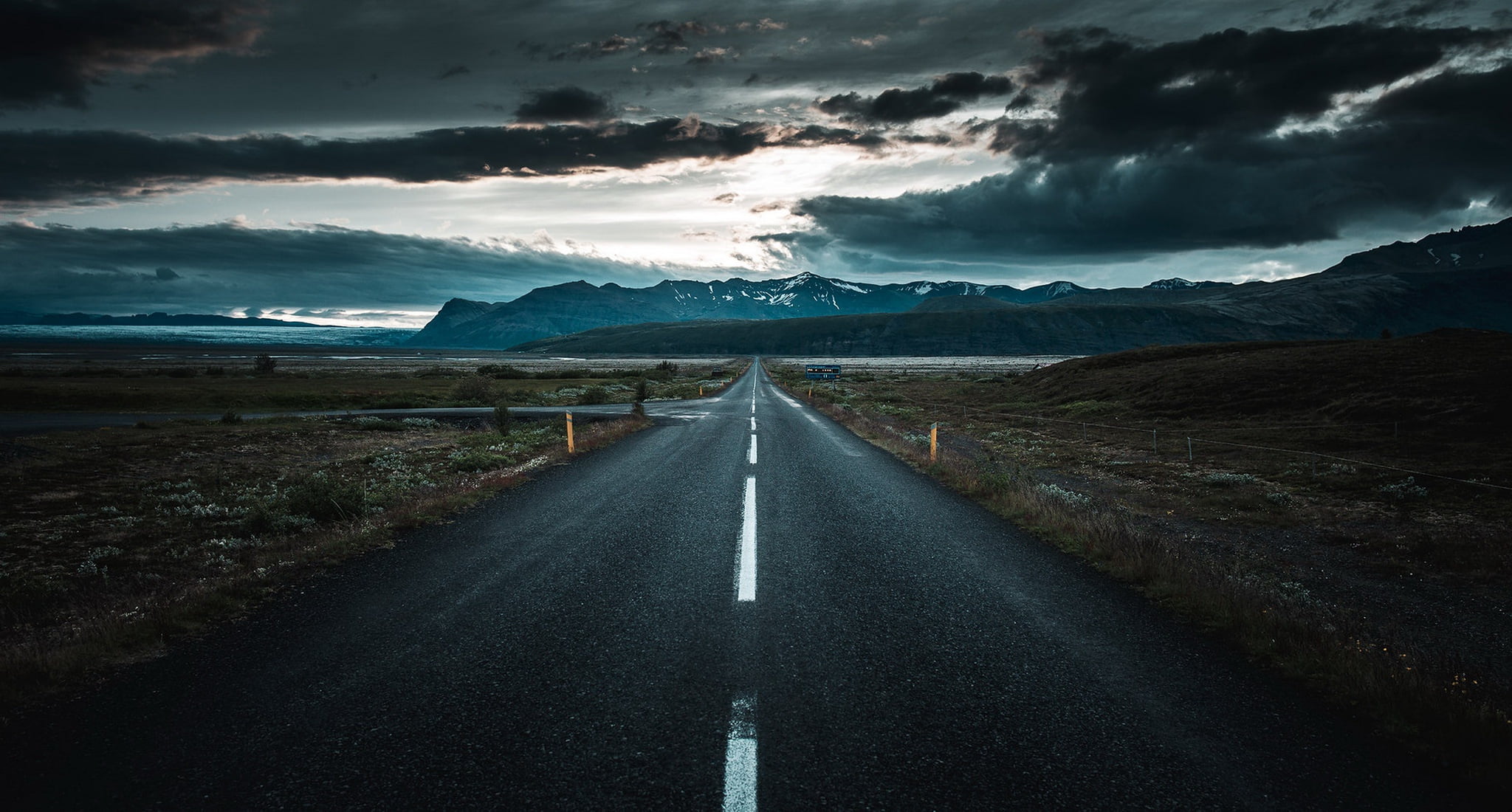dark, landscape, 1080P, sky, road, asphalt, HD Wallpaper